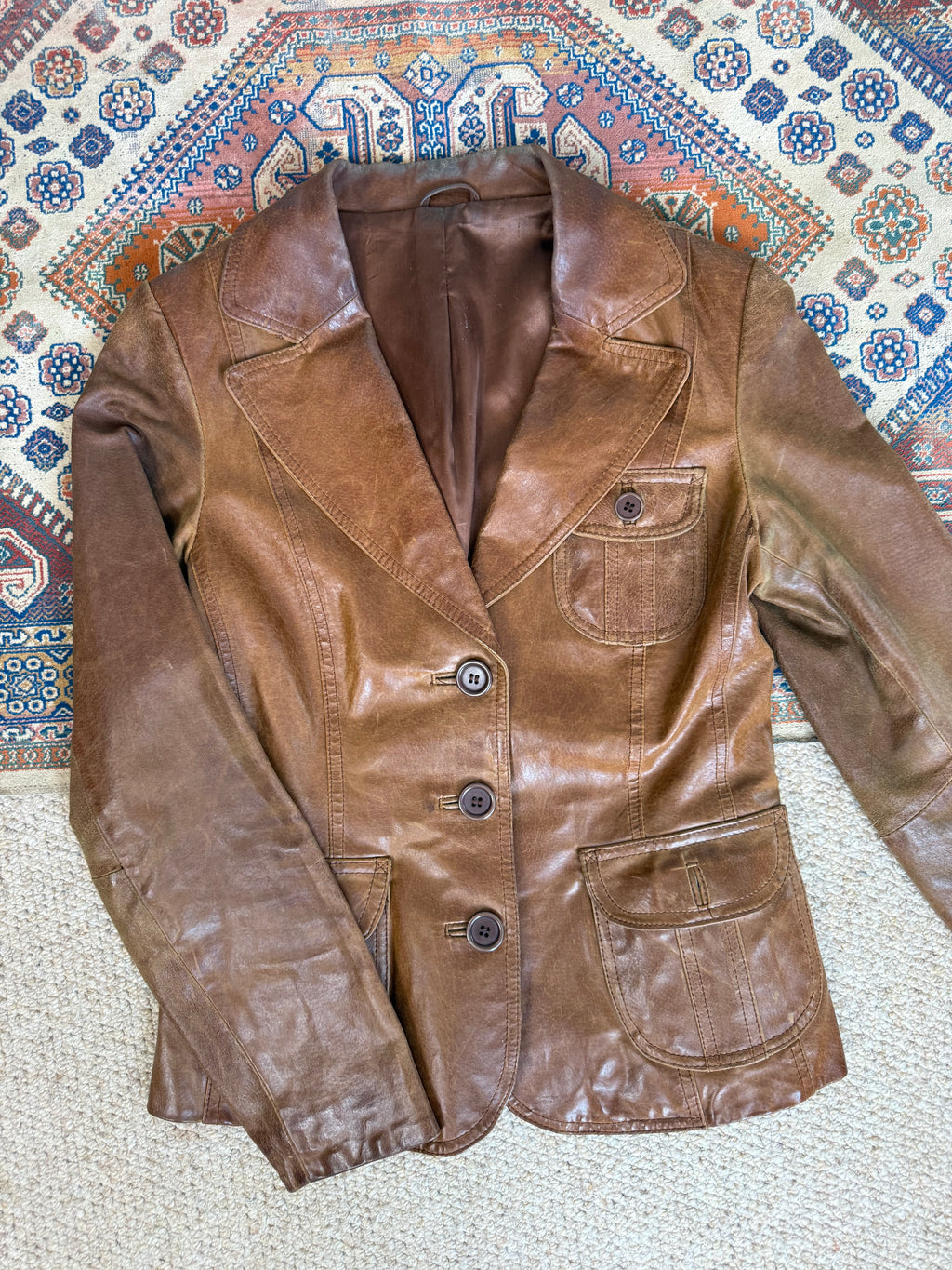 90's Y2K Brown Genuine Leather Jacket
