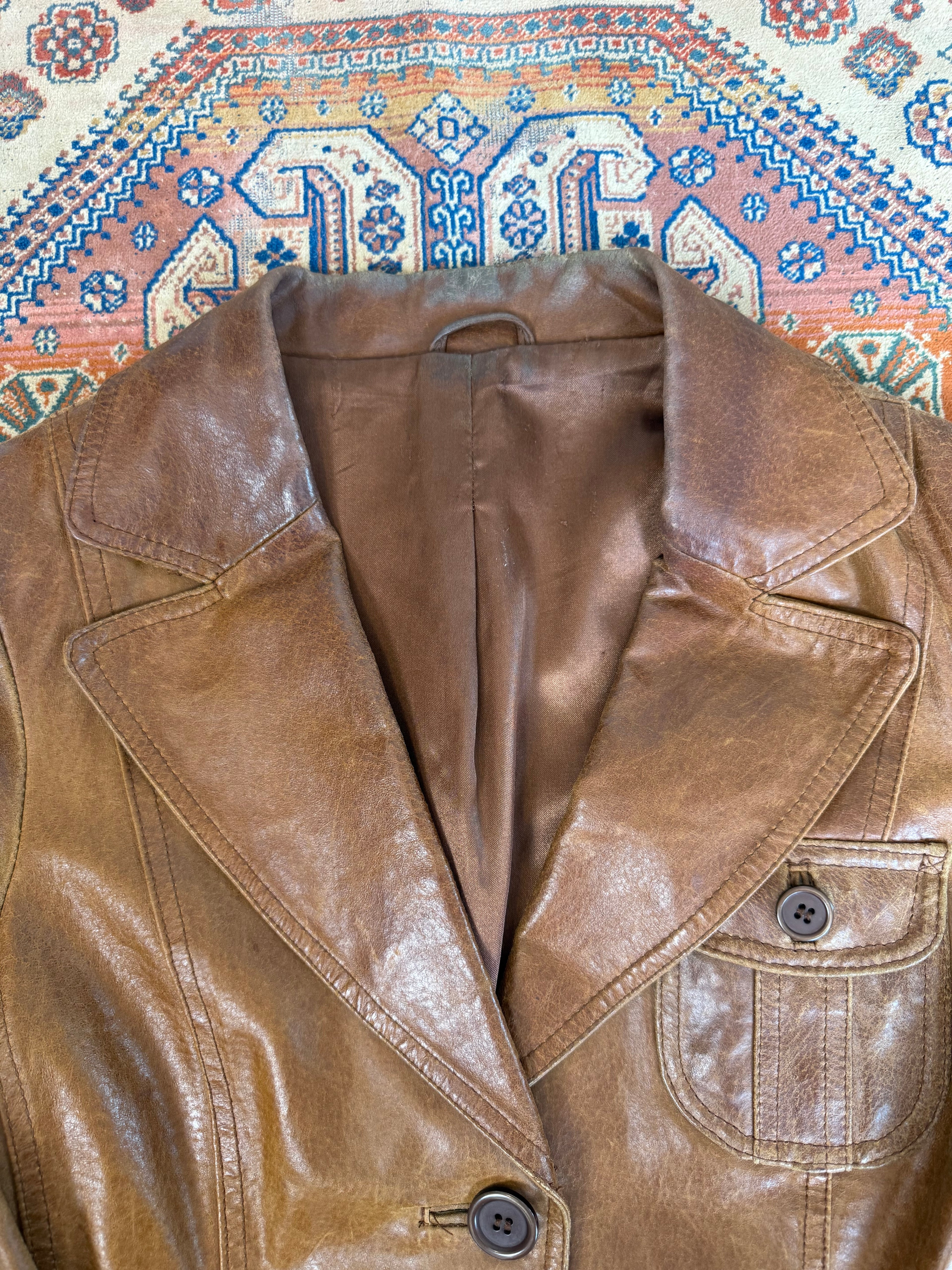 90's Y2K Brown Genuine Leather Jacket