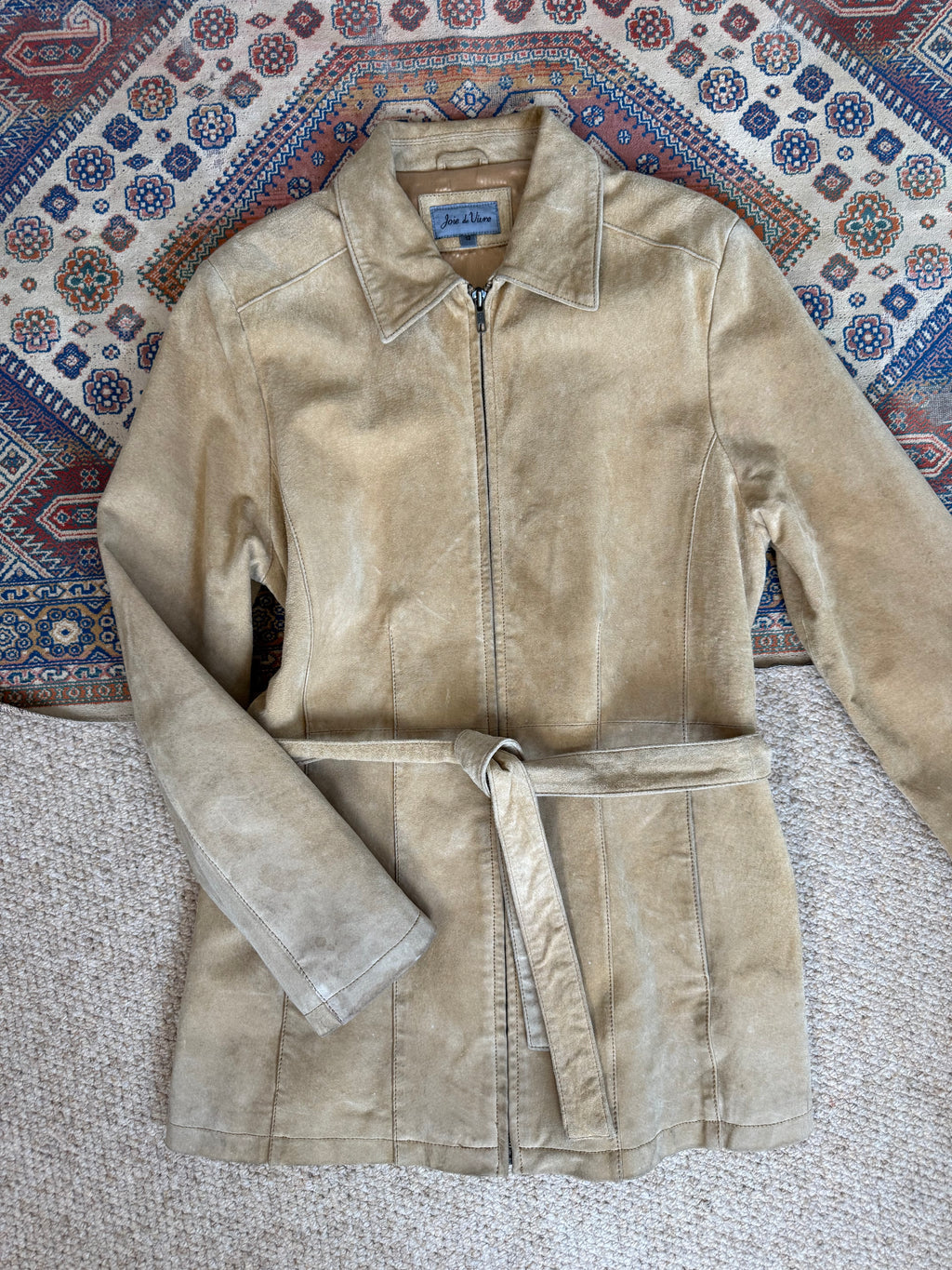 90's Y2K Beige Suede Vintage Leather Jacket