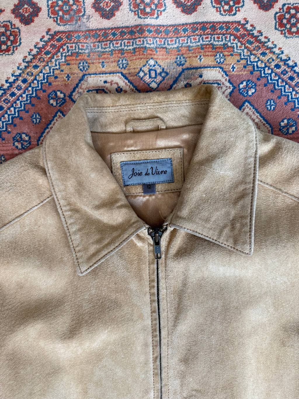 90's Y2K Beige Suede Vintage Leather Jacket