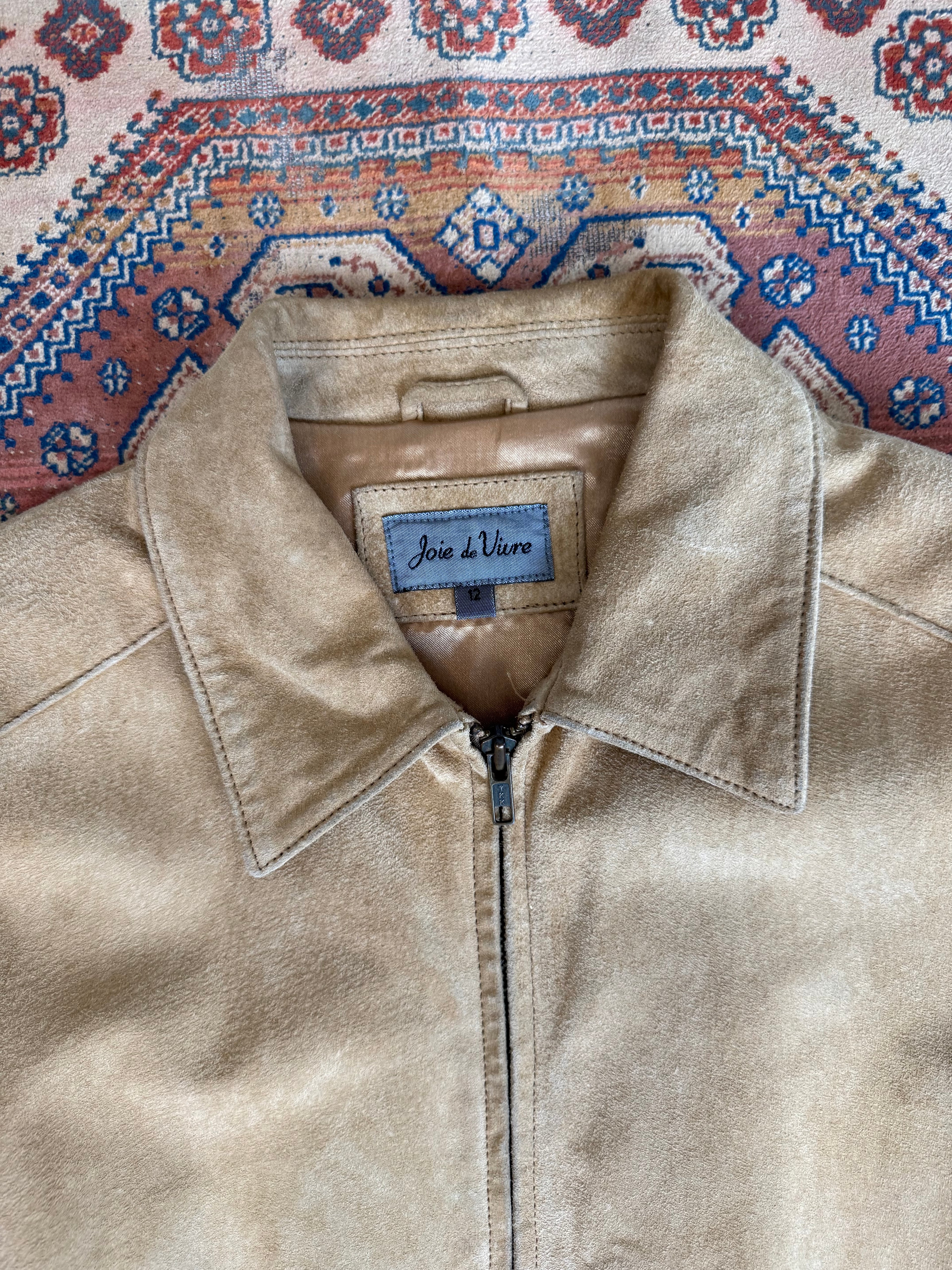 90's Y2K Beige Suede Vintage Leather Jacket