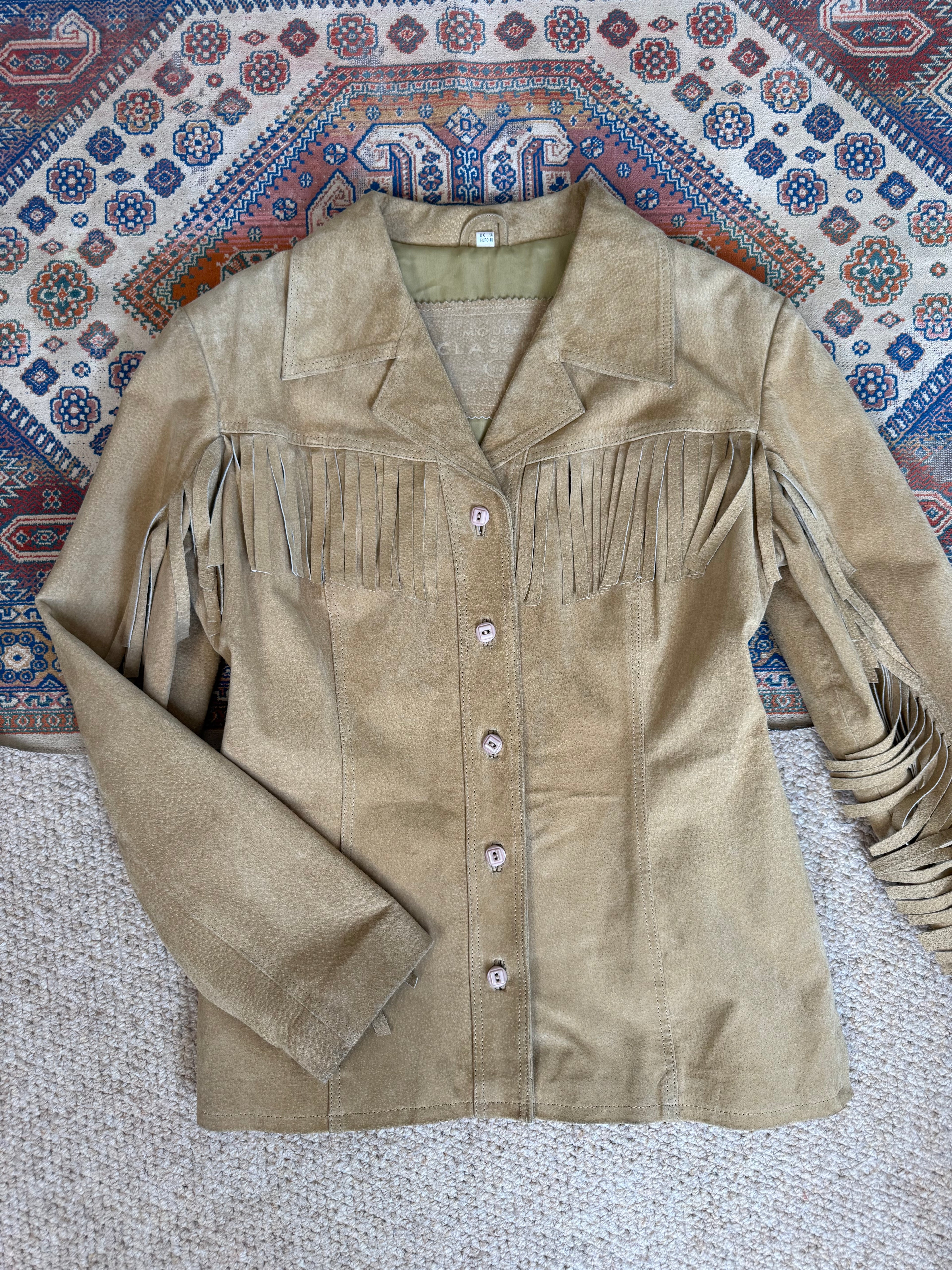 Suede Festival Vintage Leather Jacket in Tan – Western Boho Chic