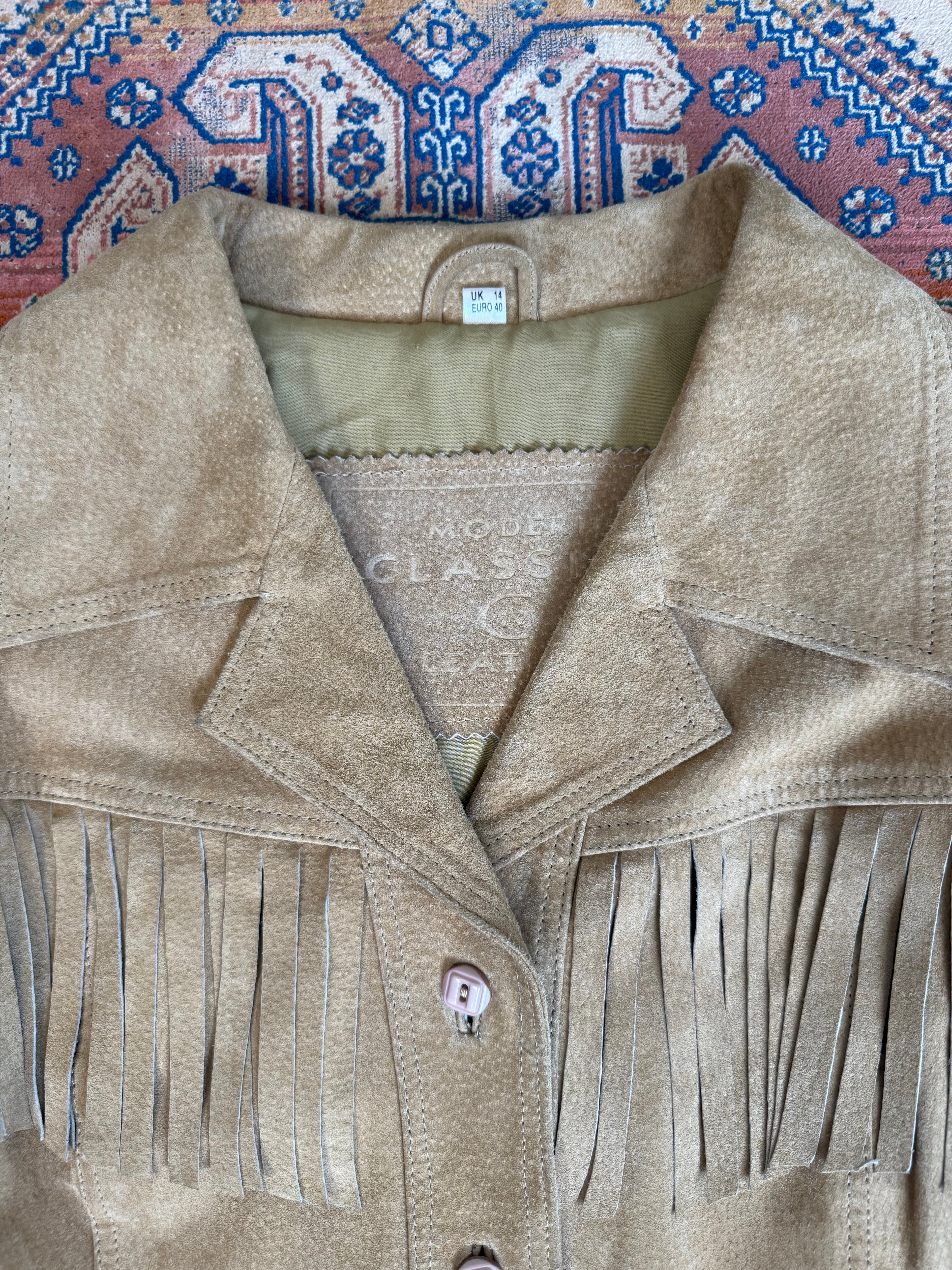 Suede Festival Vintage Leather Jacket in Tan – Western Boho Chic
