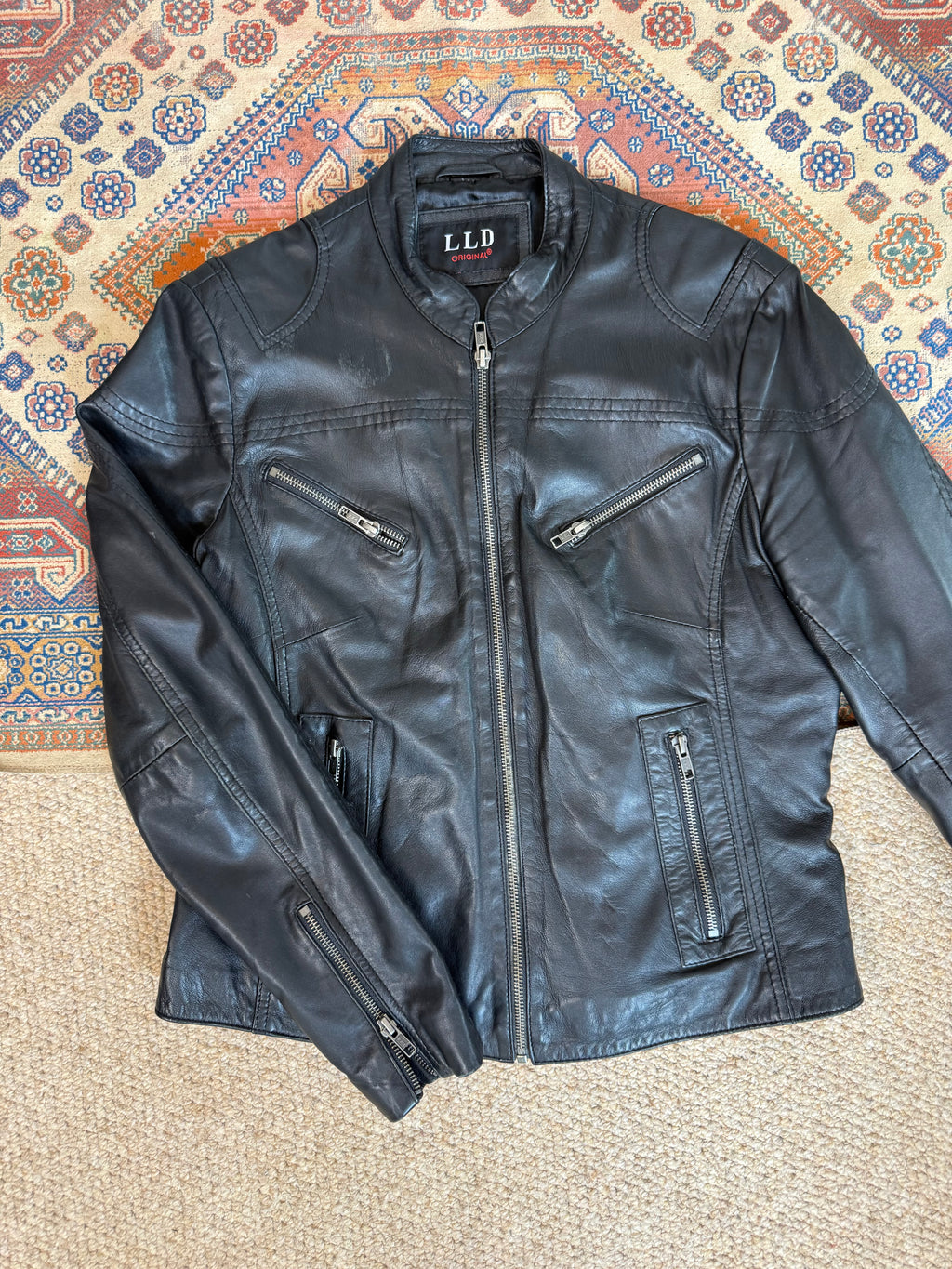 Biker Black Vintage Leather Jacket – Minimal Moto Chic