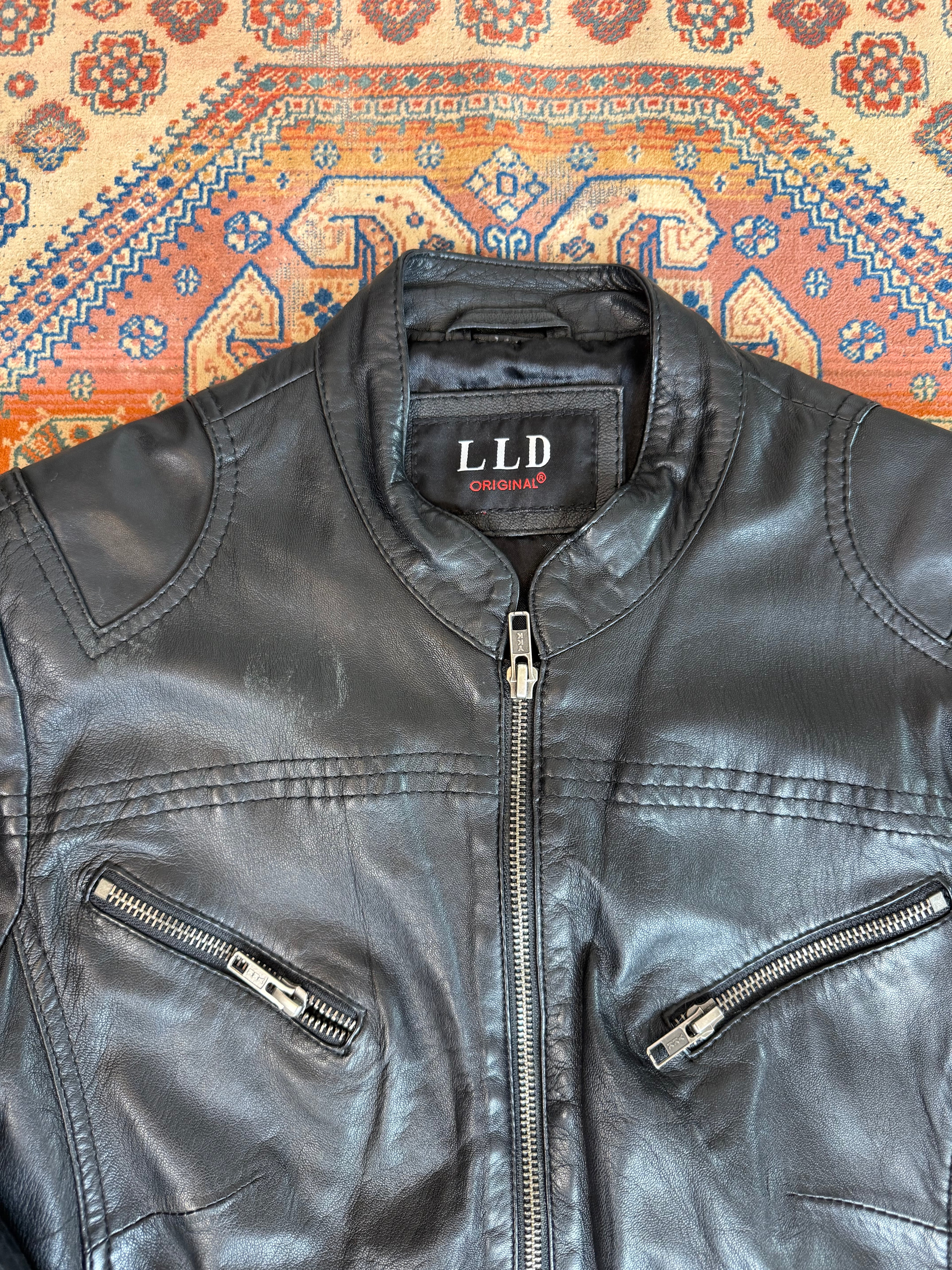 Biker Black Vintage Leather Jacket – Minimal Moto Chic