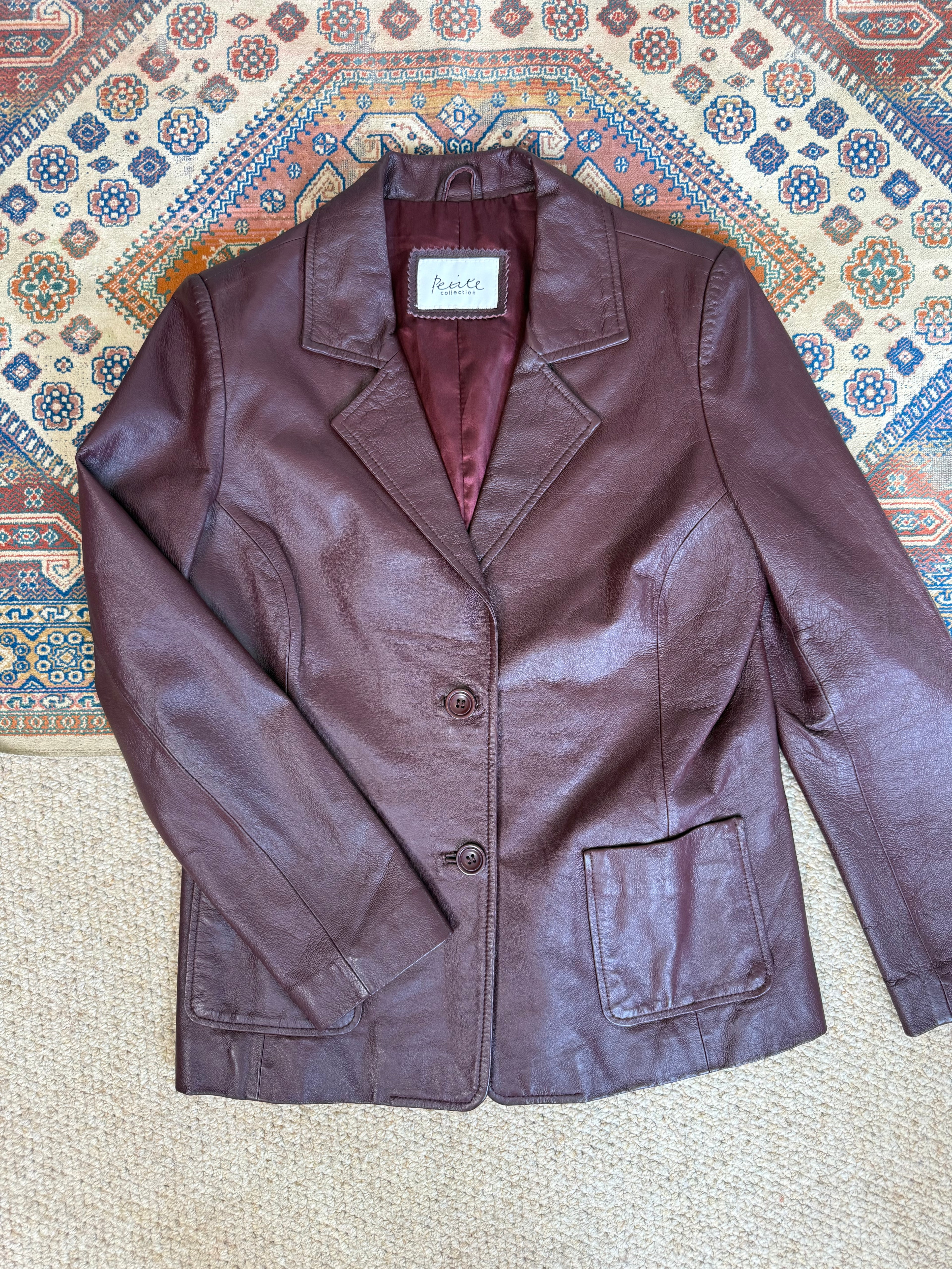 Burgundy Y2K Vintage Leather Jacket – Racer Moto Style