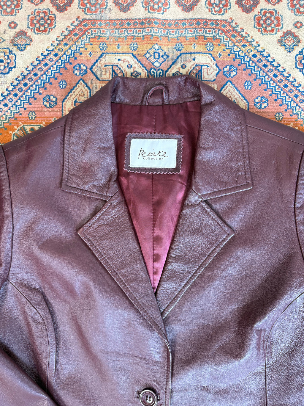 Burgundy Y2K Vintage Leather Jacket – Racer Moto Style