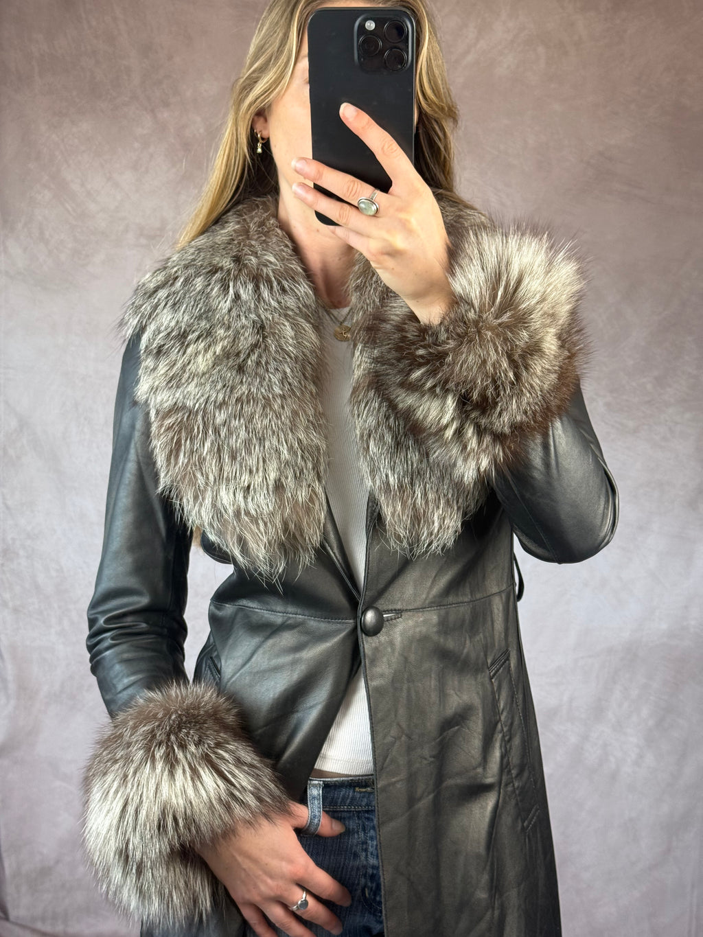 Y2K Vintage Faux Fur Burberry Coat (S)