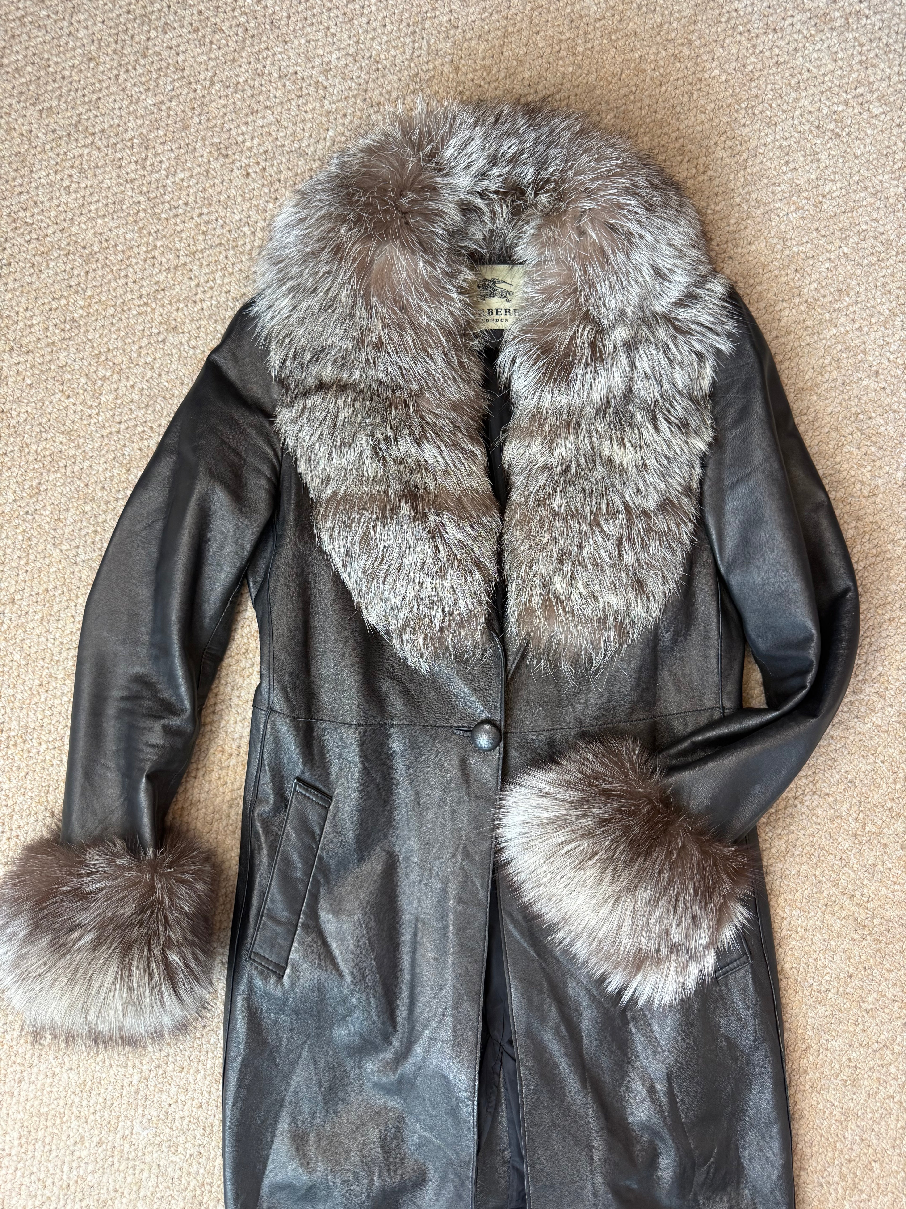 Y2K Vintage Faux Fur Burberry Coat (S)