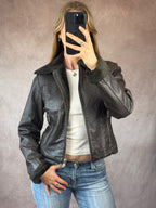 Y2K vintage faux fur aviator jacket (M)