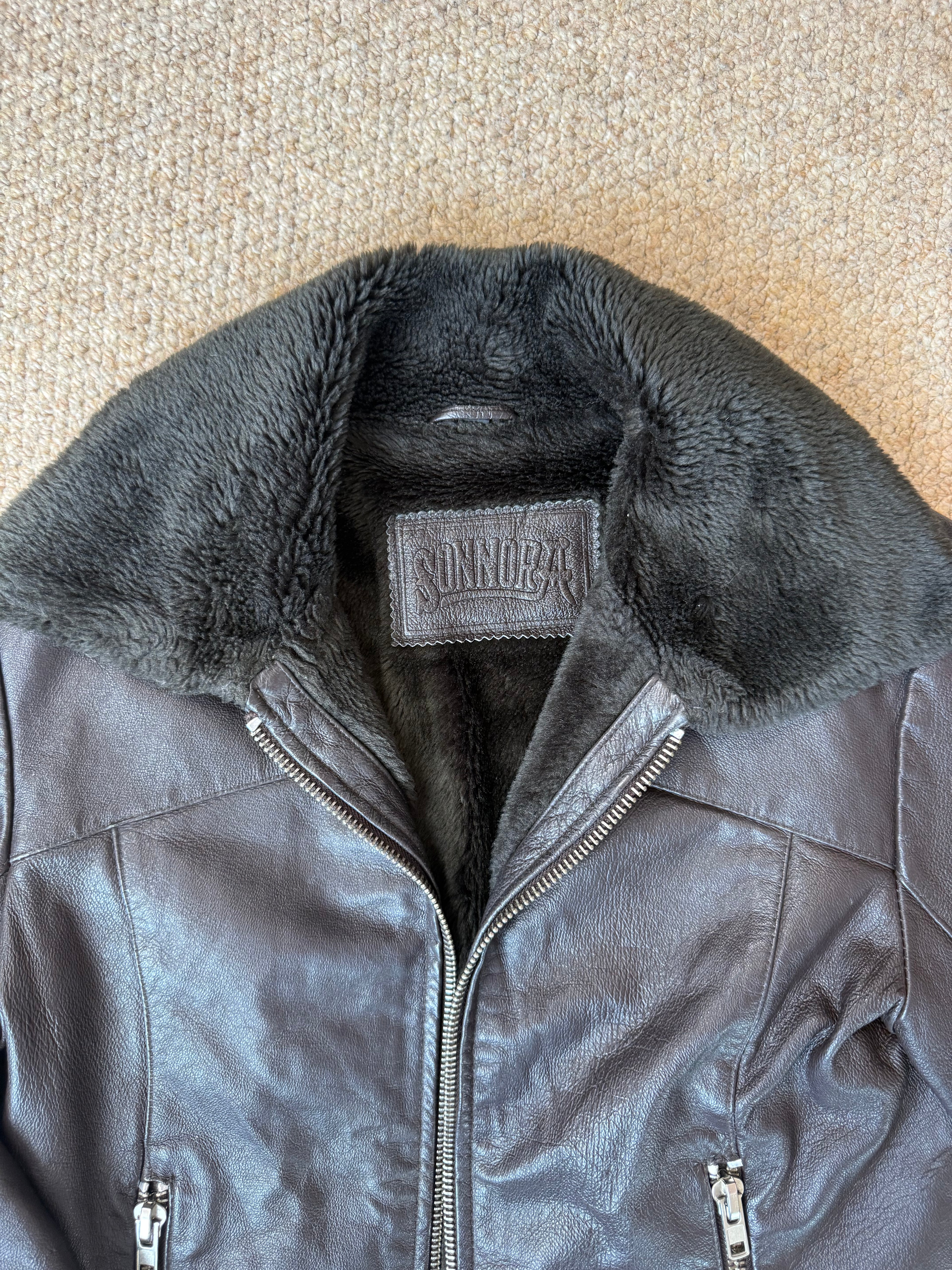 Y2K vintage faux fur aviator jacket (M)