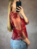 Y2K vintage mesh red top (S)