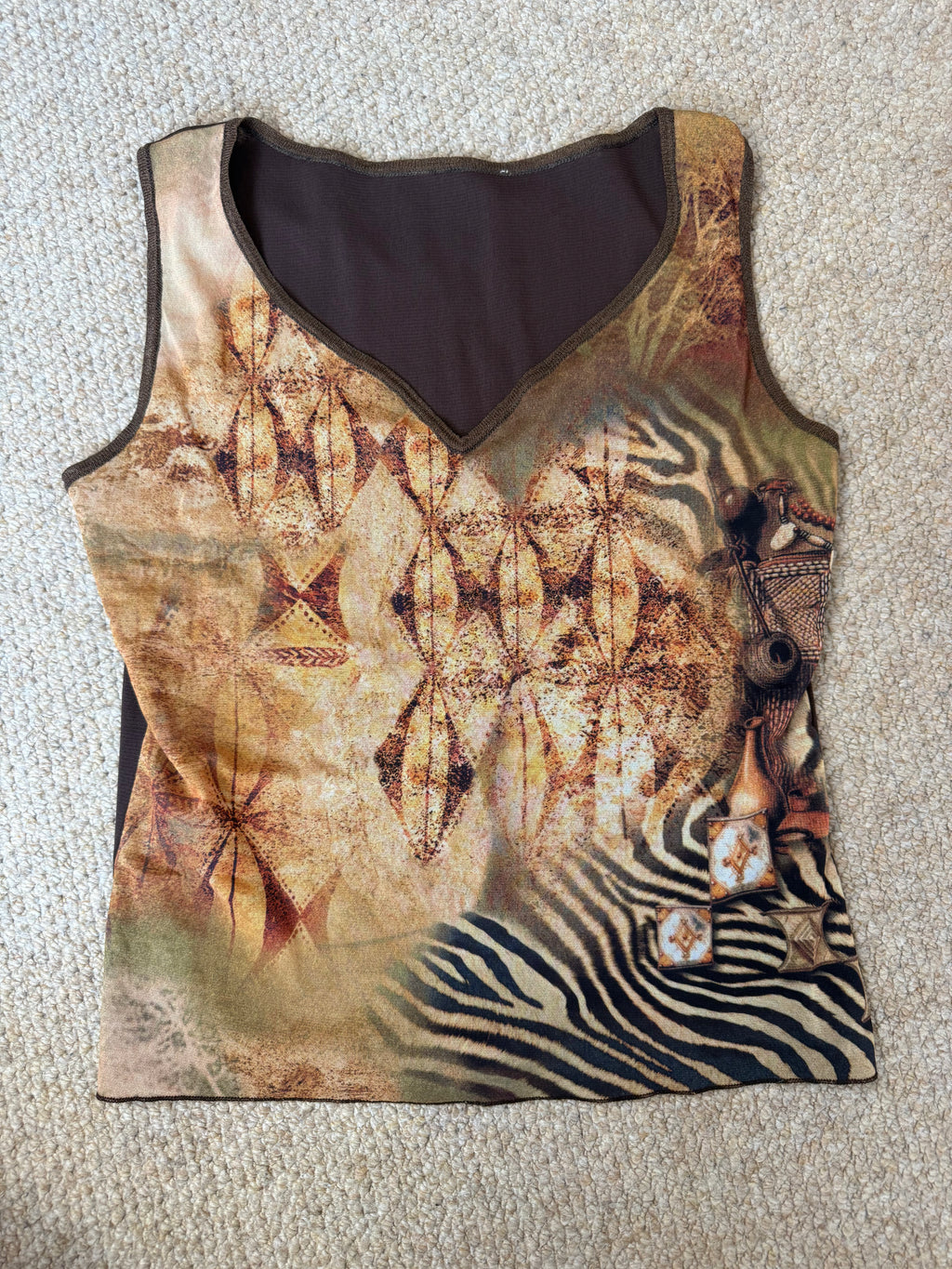 Y2K vintage leopard print cami singlet (S).