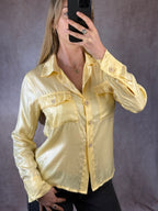 Y2K vintage pastel yellow buttoned shirt (M)