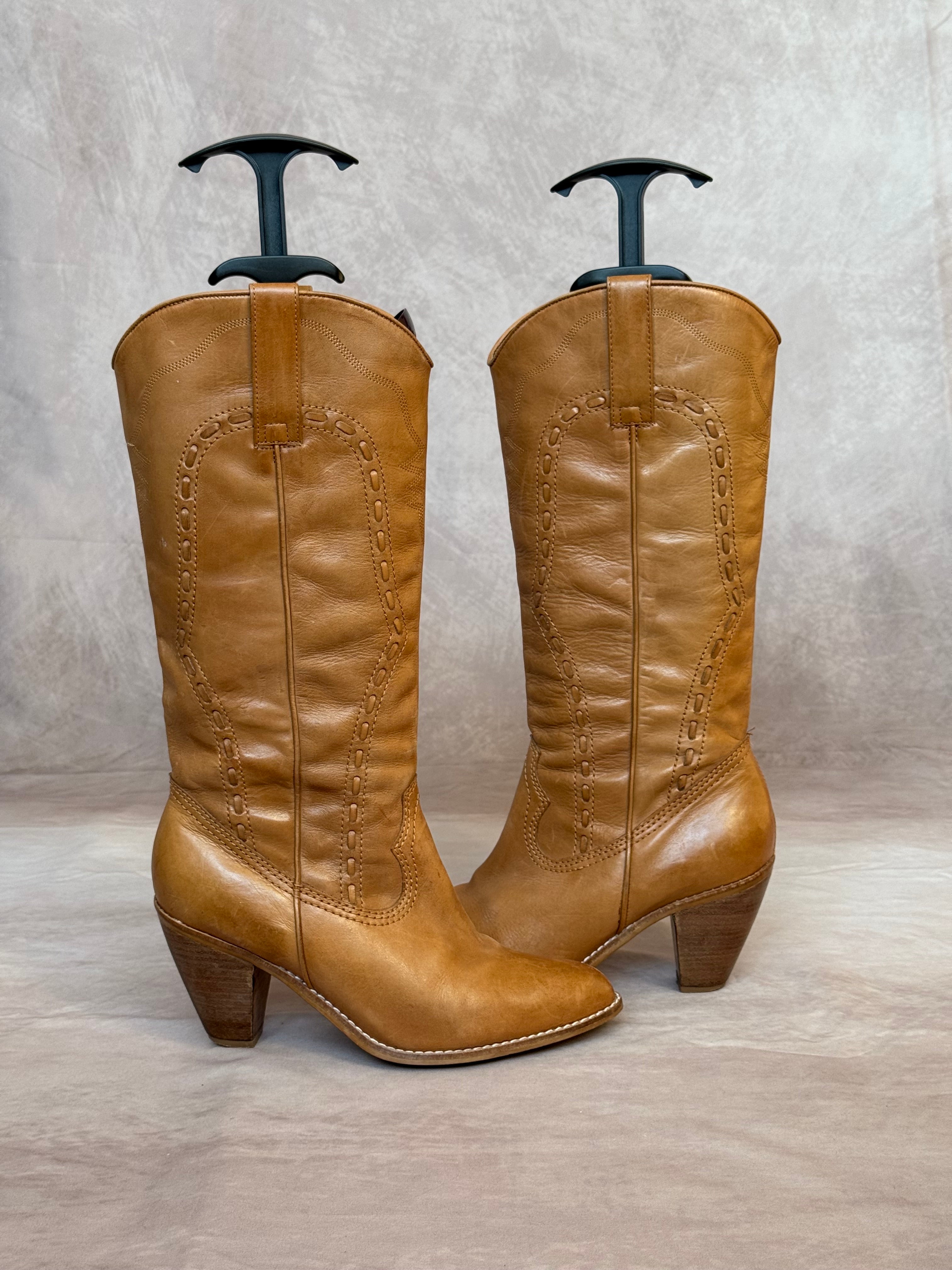 Cowboy Y2K leather boots (UK 4)