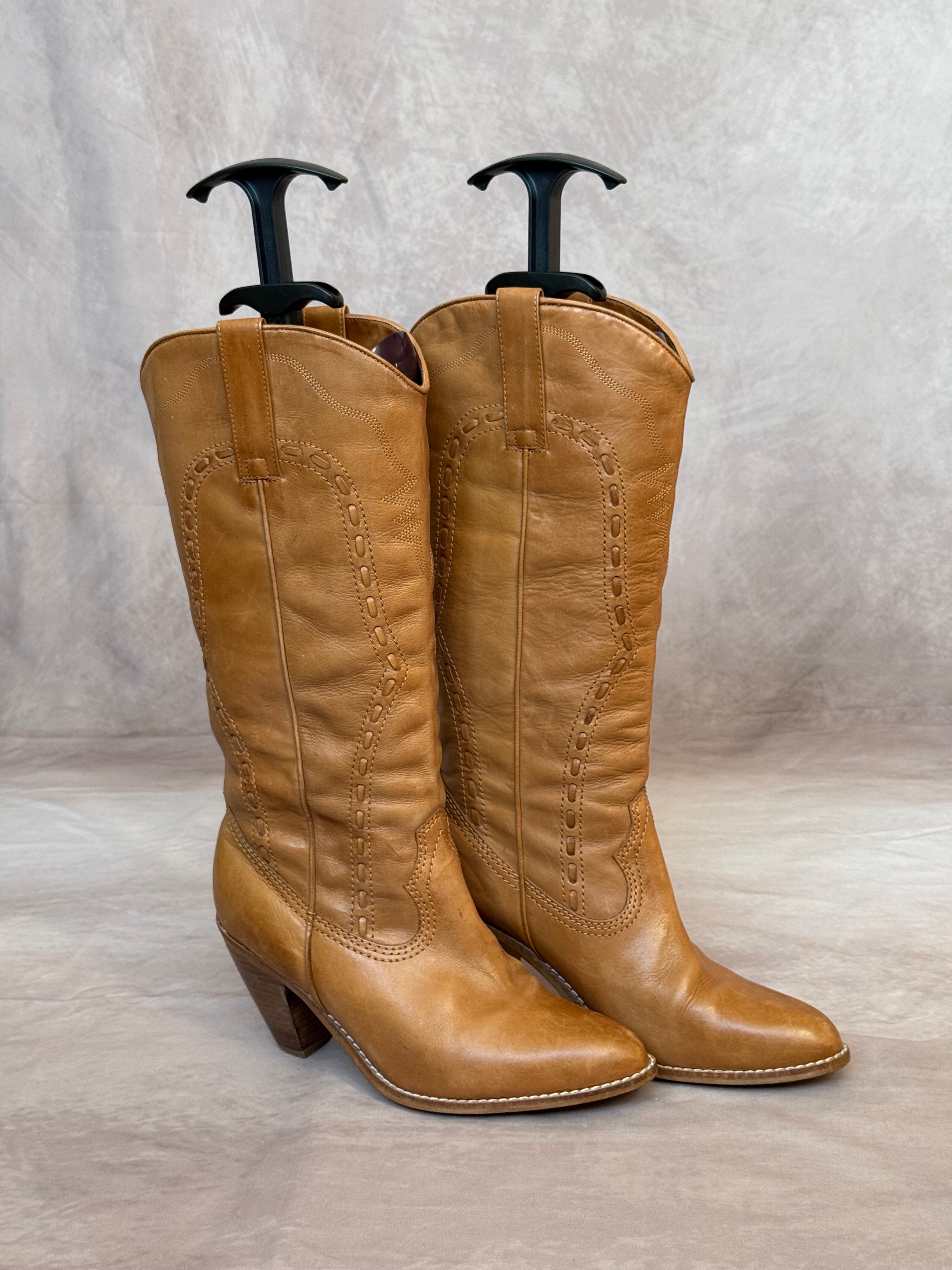 Cowboy Y2K leather boots (UK 4)