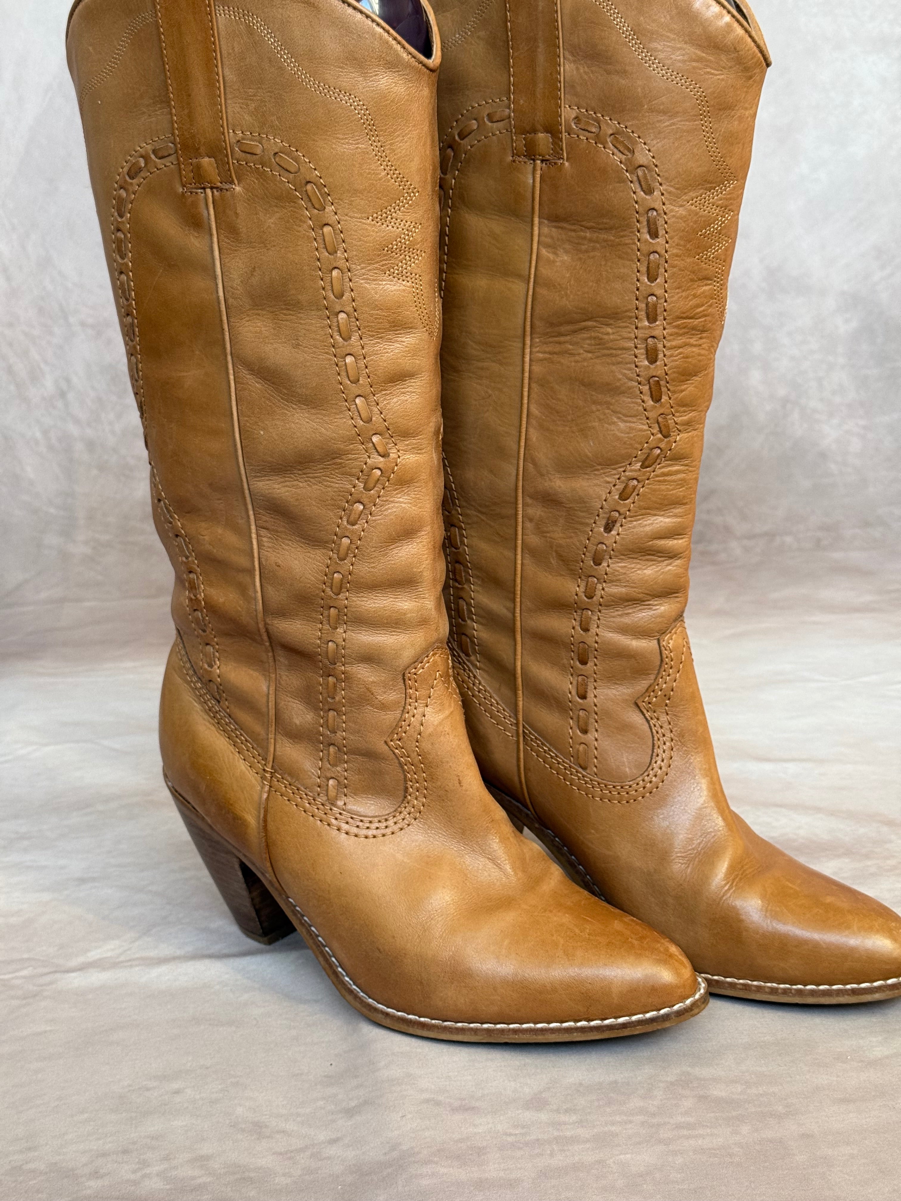 Cowboy Y2K leather boots (UK 4)