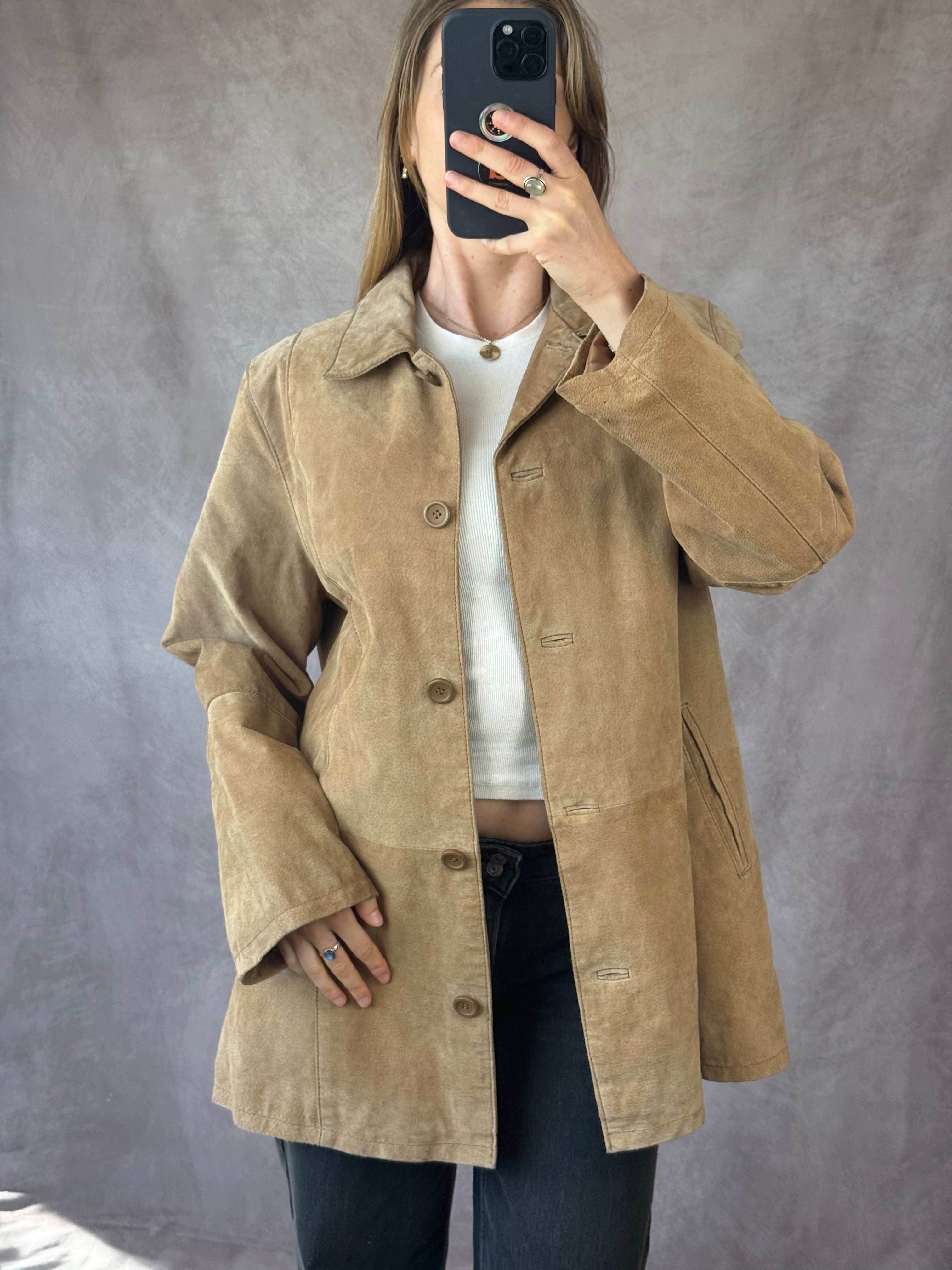 Vintage Y2K brown suede coat (L)