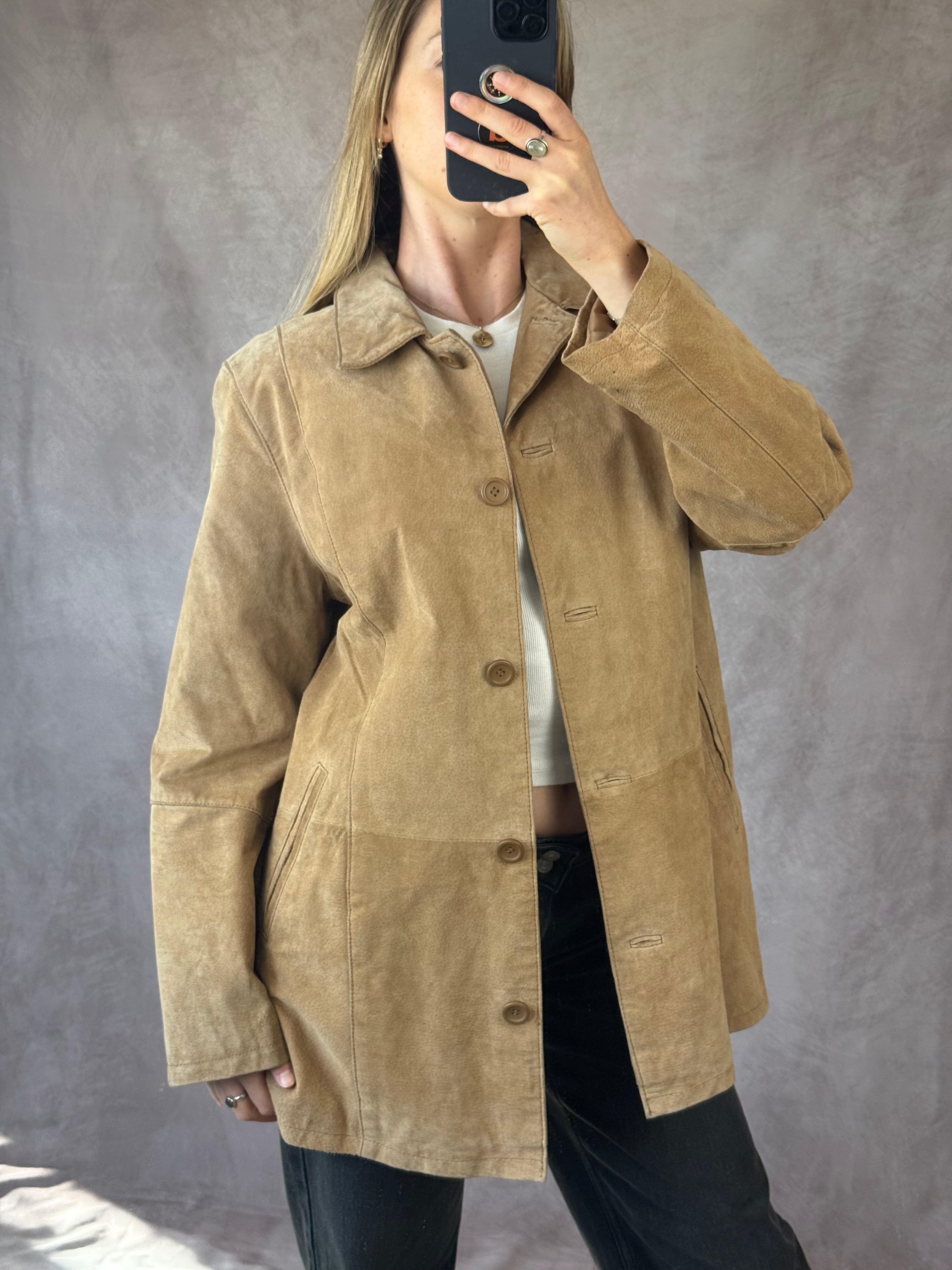 Vintage Y2K brown suede coat (L)