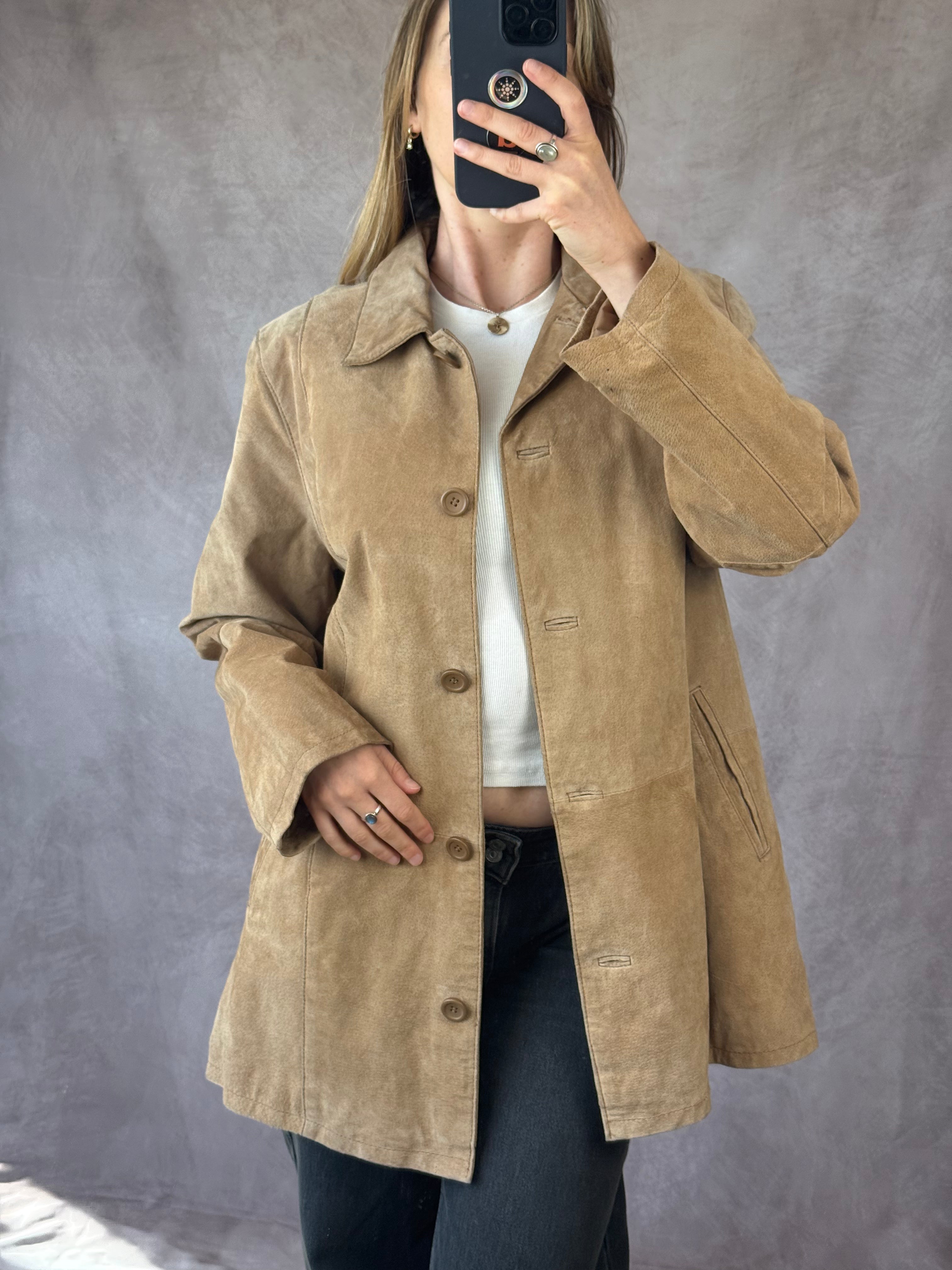 Vintage Y2K brown suede coat (L)
