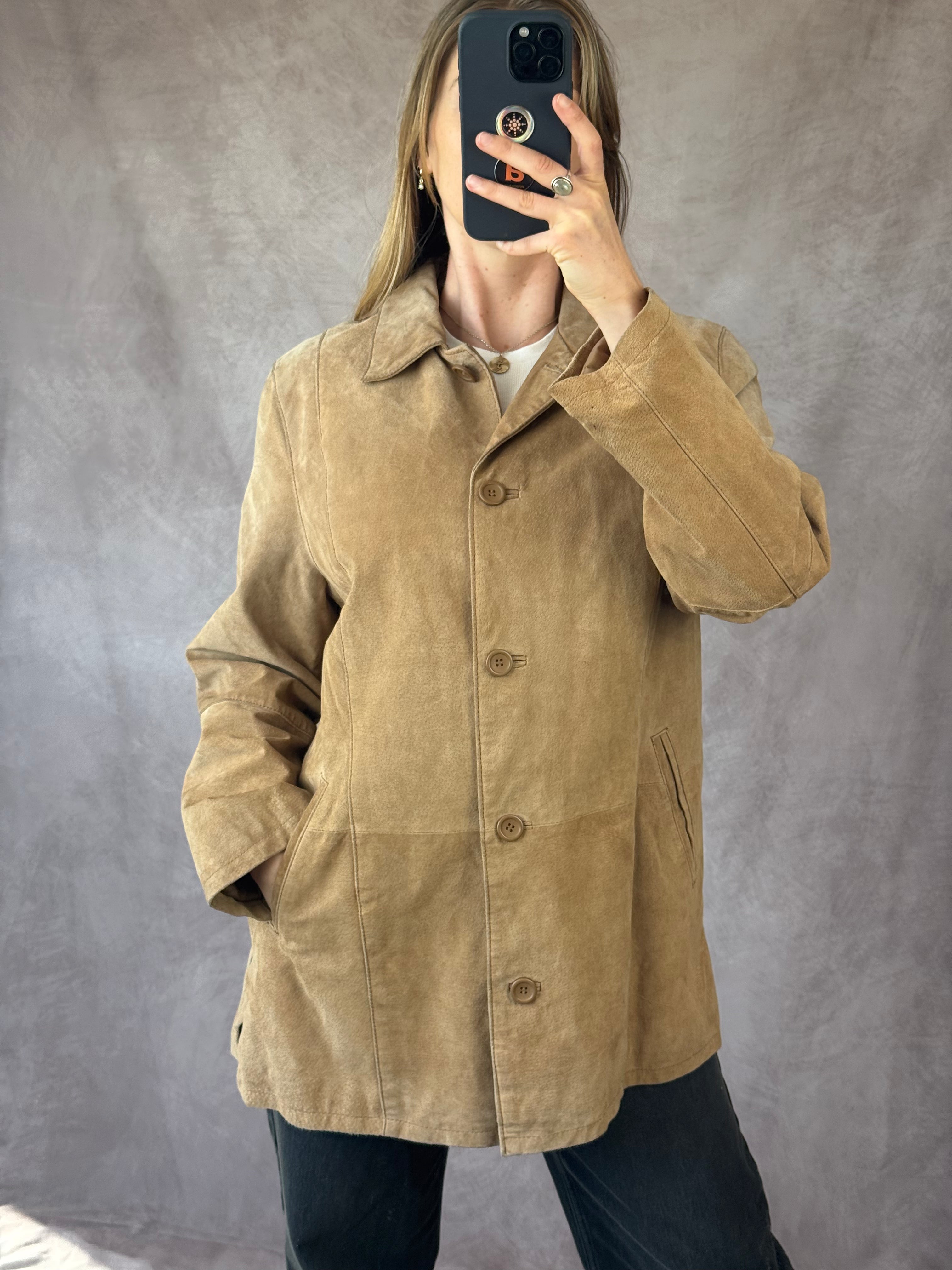 Vintage Y2K brown suede coat (L)