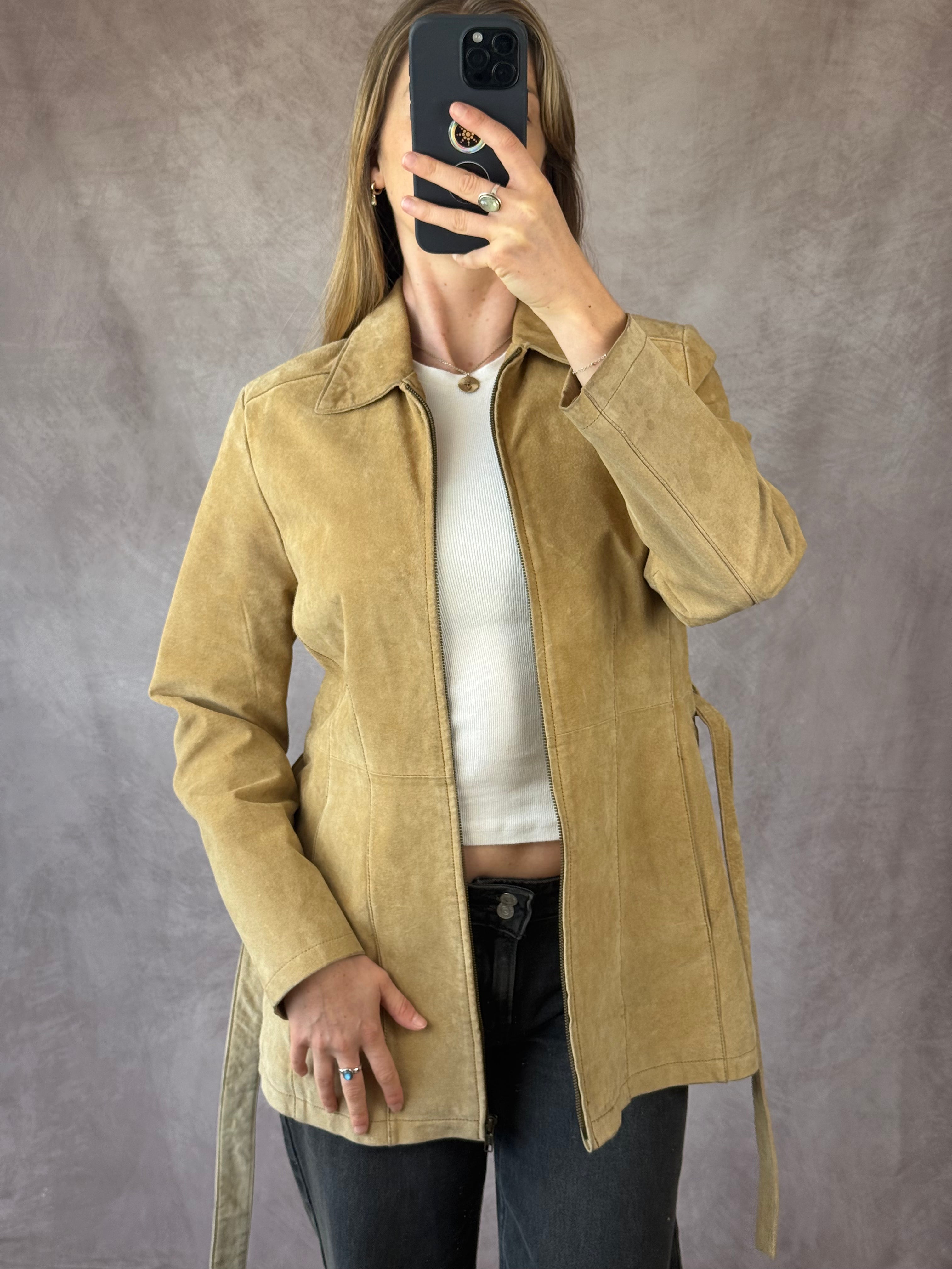 Vintage brown suede coat (L)