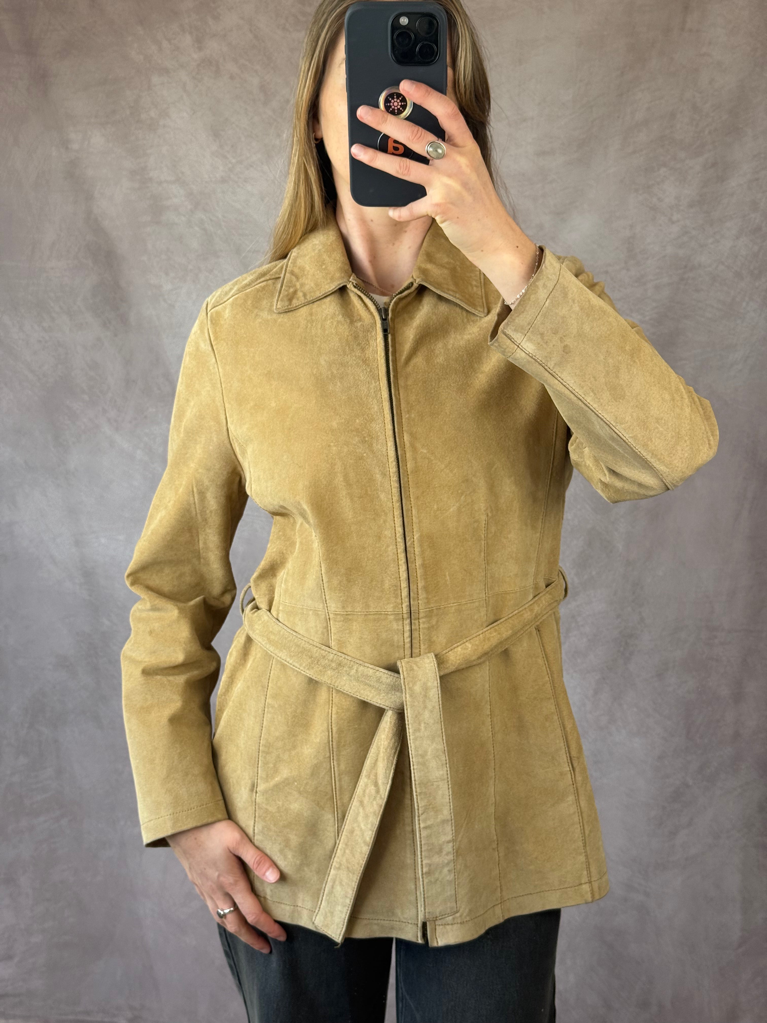 Vintage brown suede coat (L)