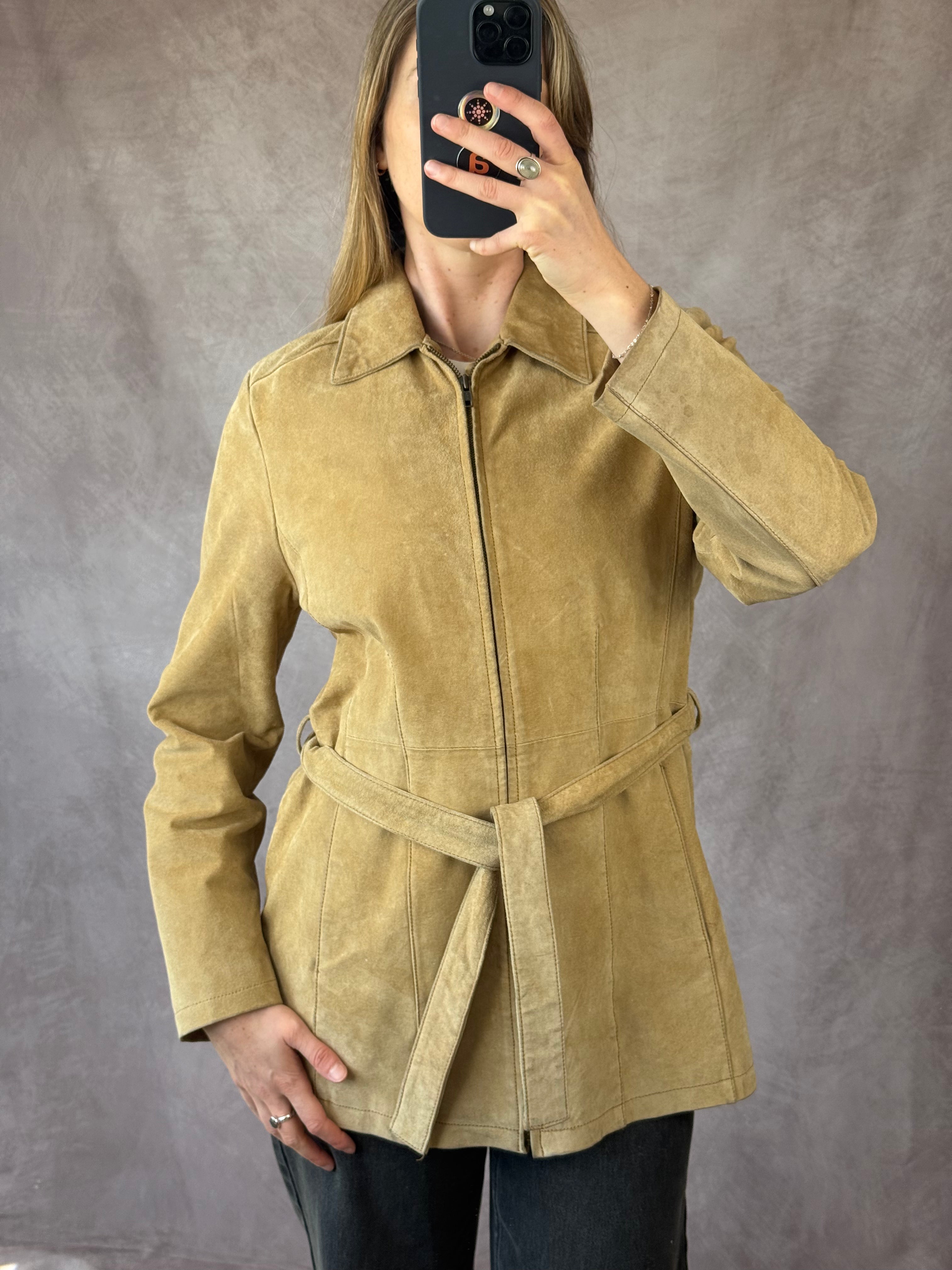 Vintage brown suede coat (L)