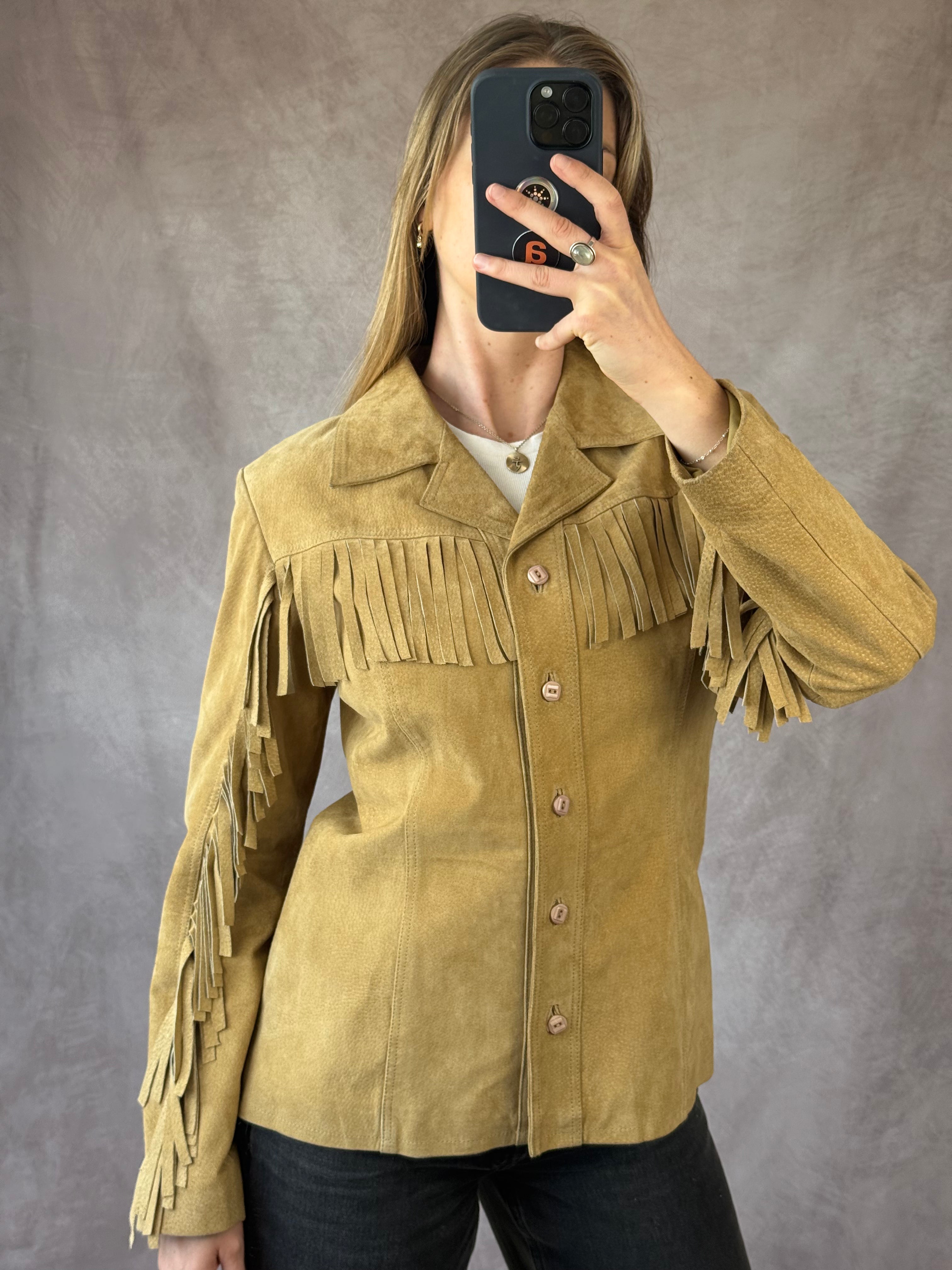Vintage western festival Y2K suede jacket (L)