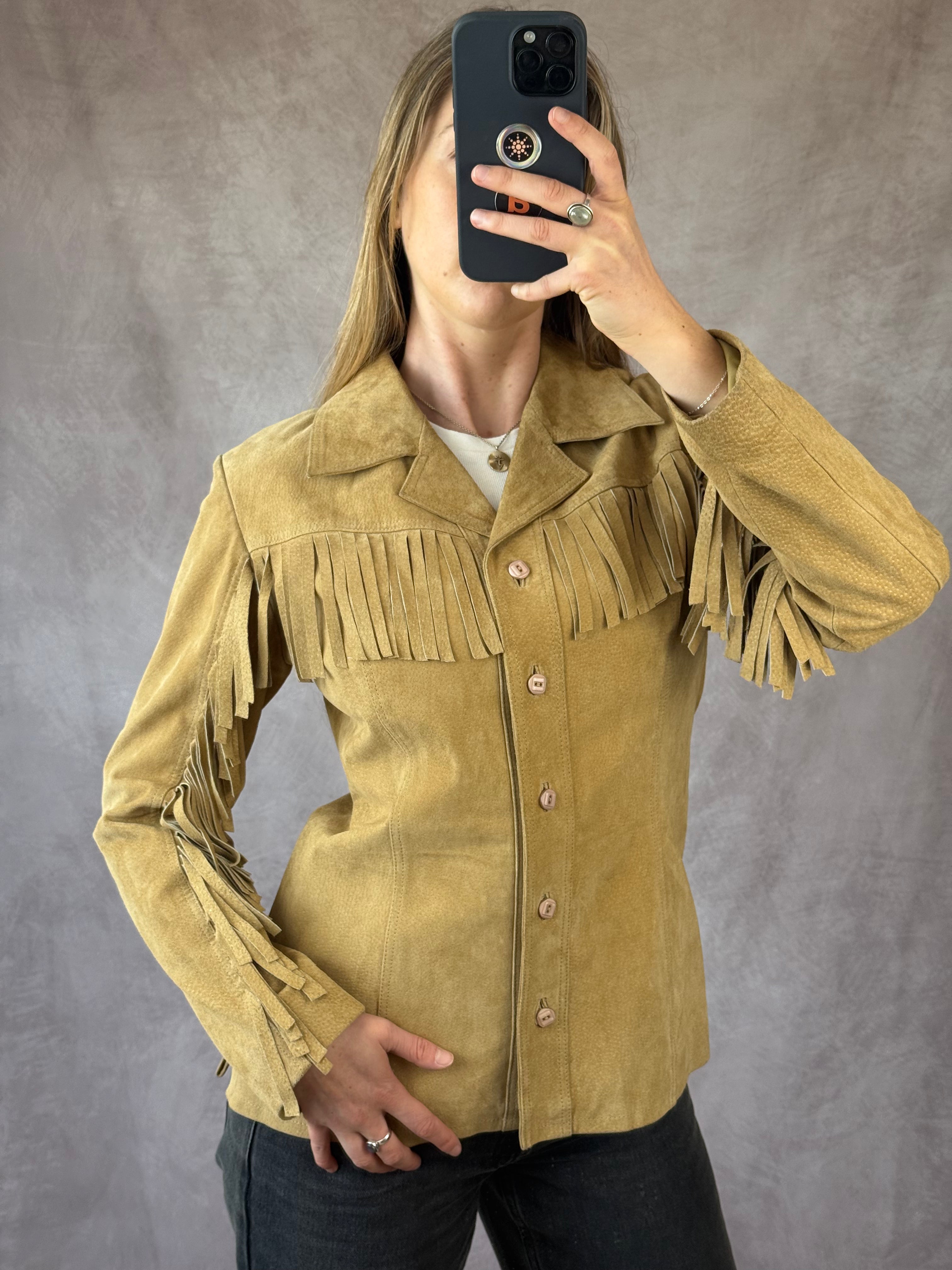 Vintage western festival Y2K suede jacket (L)