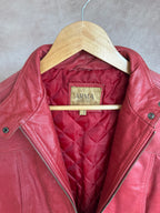 Vintage Y2K racer red leather jacket (L)