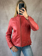 Vintage Y2K racer red leather jacket (L)