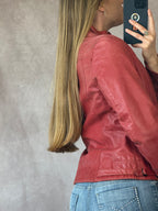 Vintage Y2K racer red leather jacket (L)