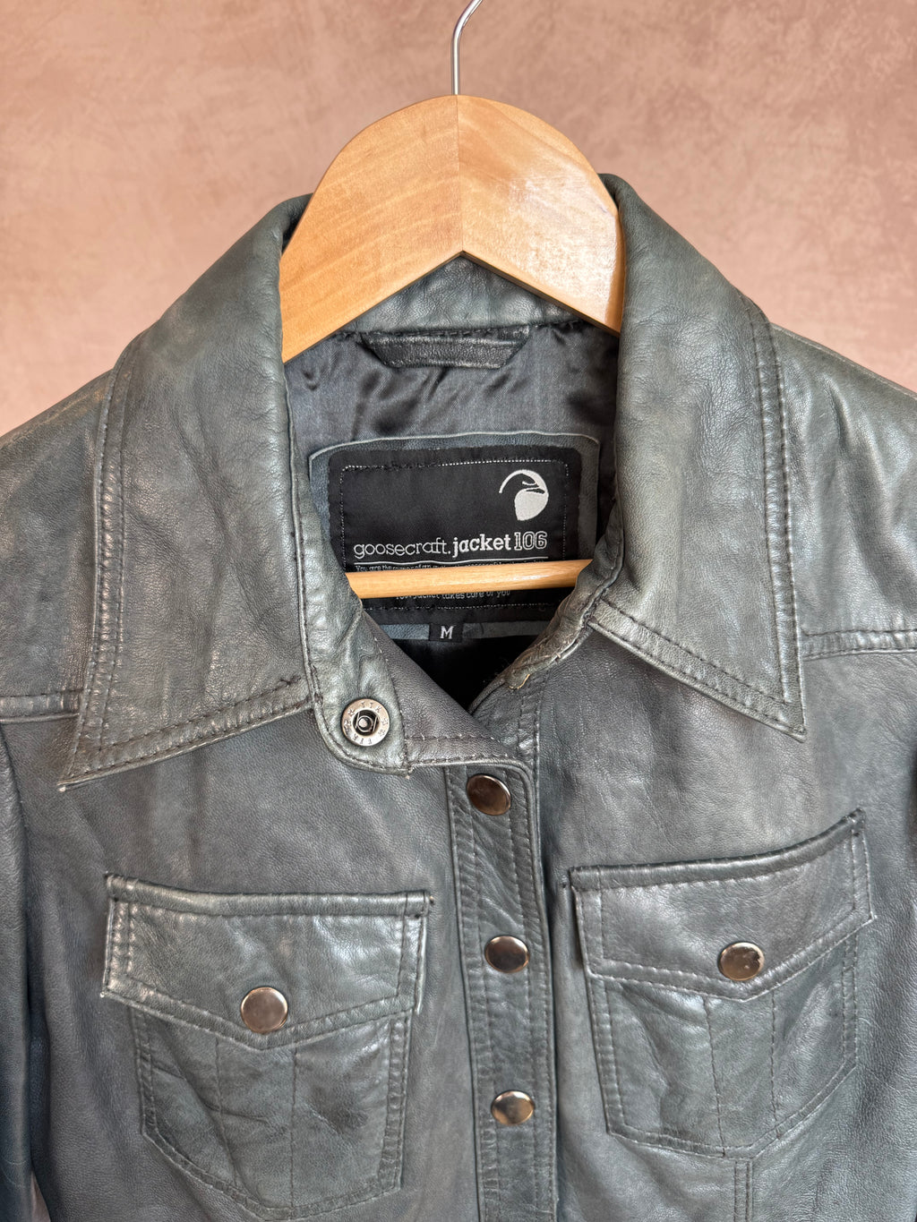 Vintage Y2K royal blue leather biker jacket (M)