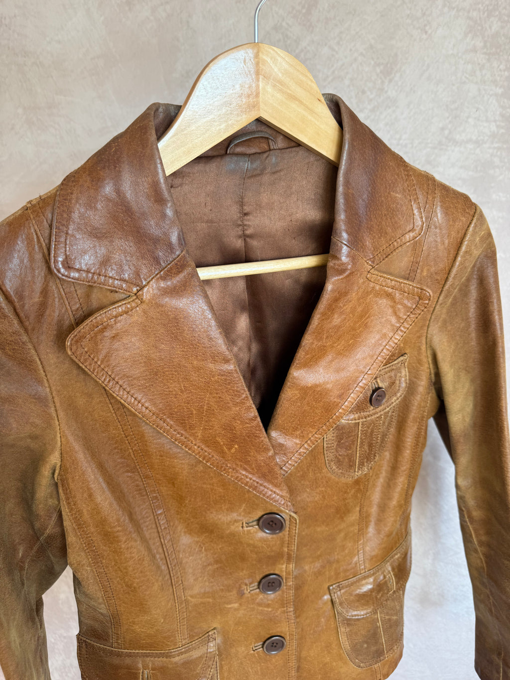 Vintage Y2K brown leather jacket (S)