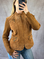 Vintage Y2K brown suede racer jacket (M)