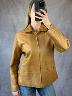 Vintage Y2K Italian tan leather biker jacket (XL)
