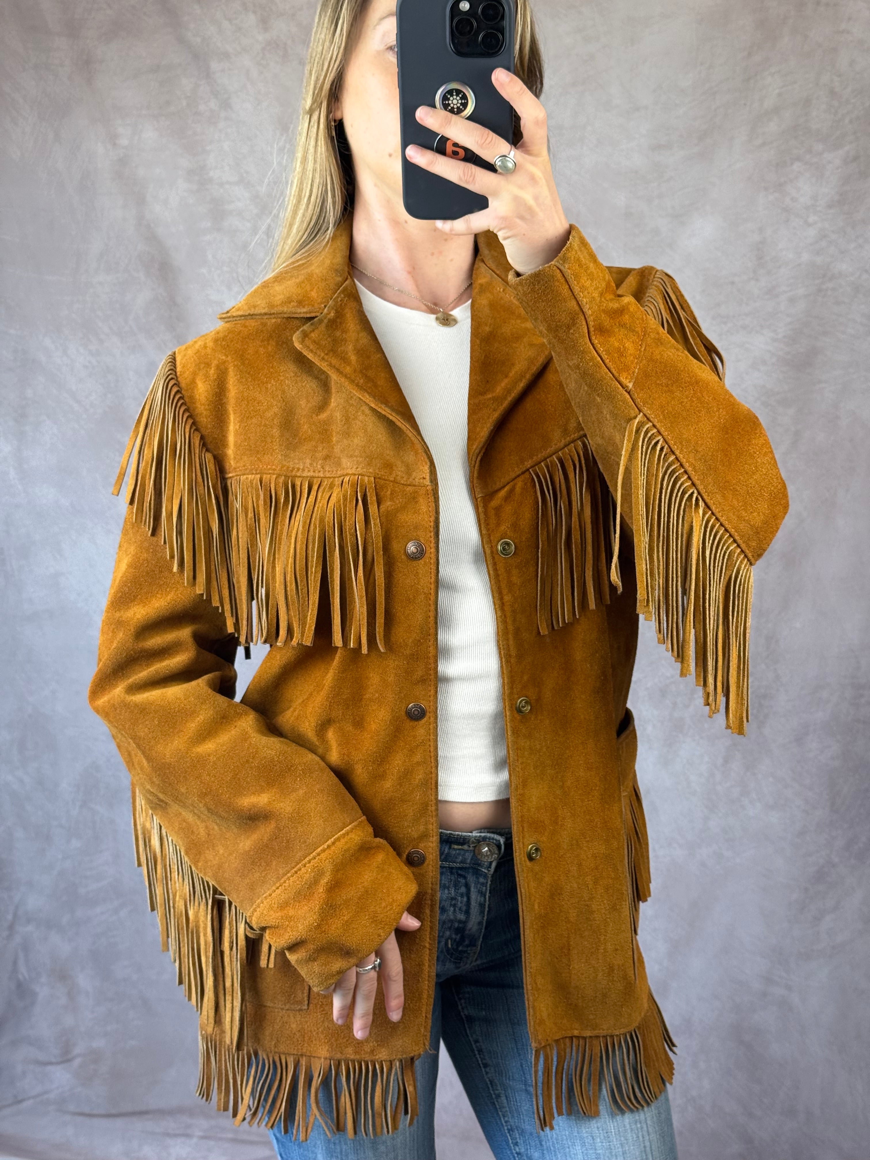Vintage Y2K 70s tan suede cowgirl jacket (XL)