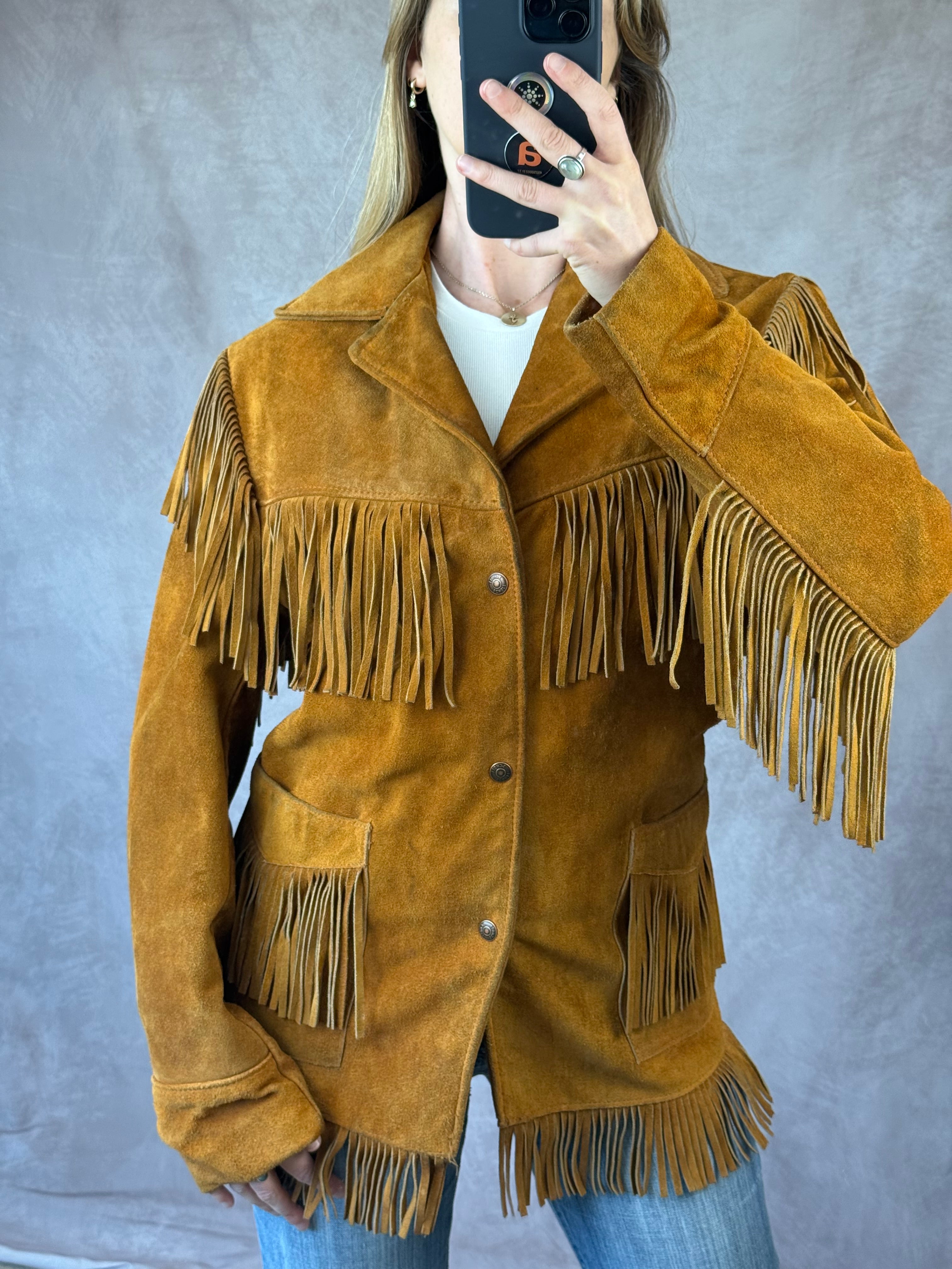 Vintage Y2K 70s tan suede cowgirl jacket (XL)