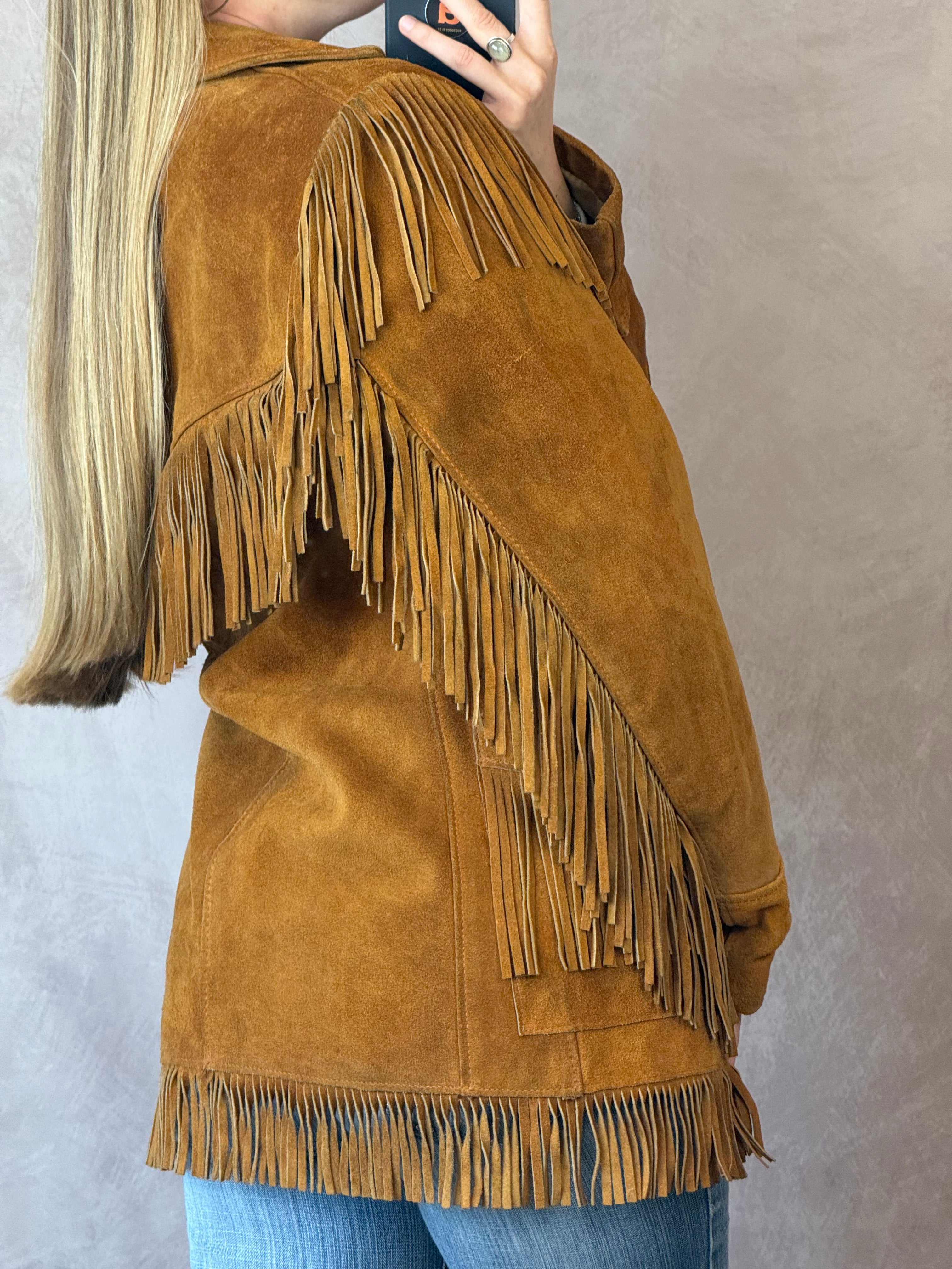 Vintage Y2K 70s tan suede cowgirl jacket (XL)
