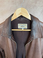 Vintage Y2K brown leather bomber jacket (XL)