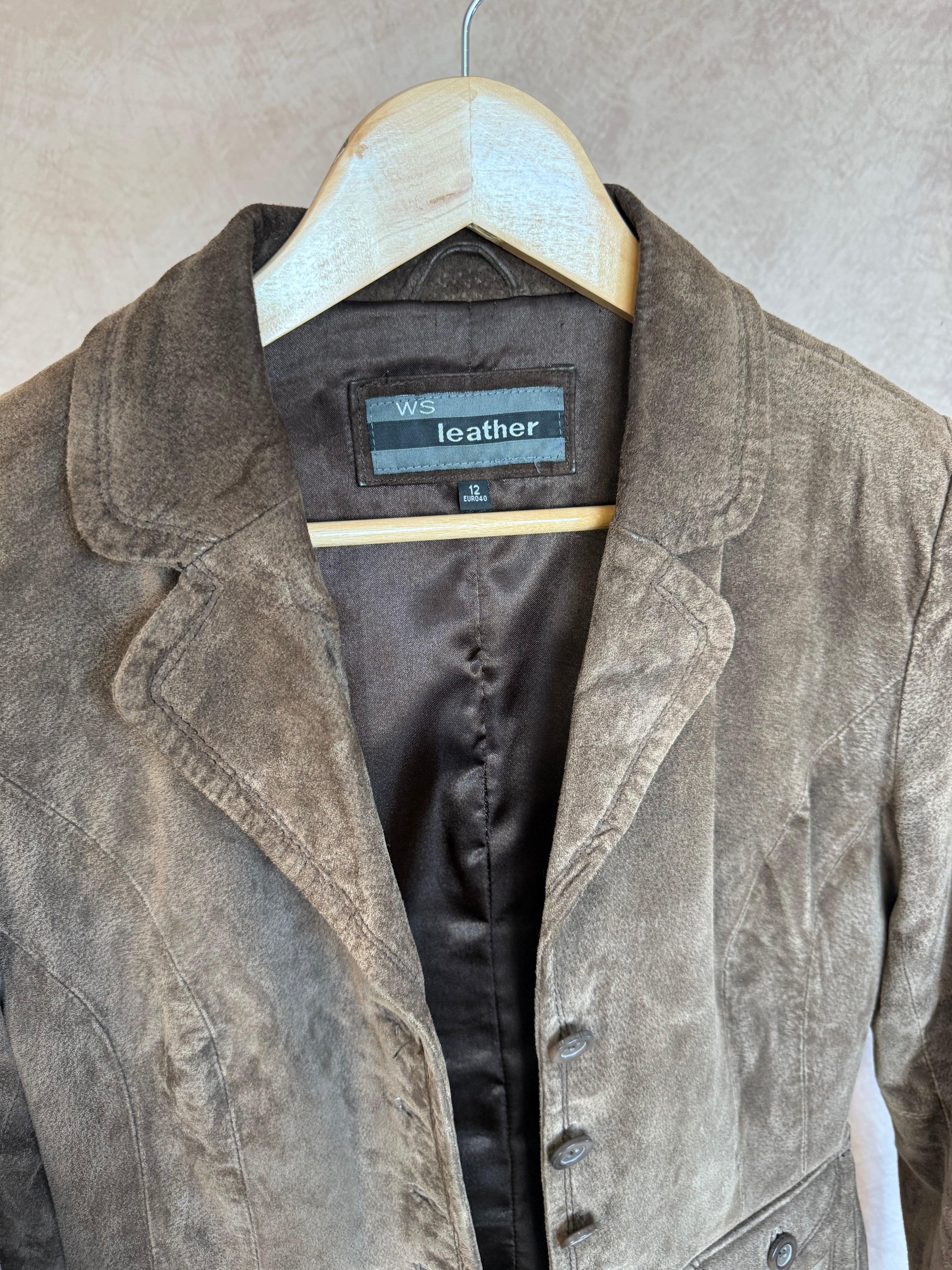 Vintage Y2K brown suede blazer jacket (M)