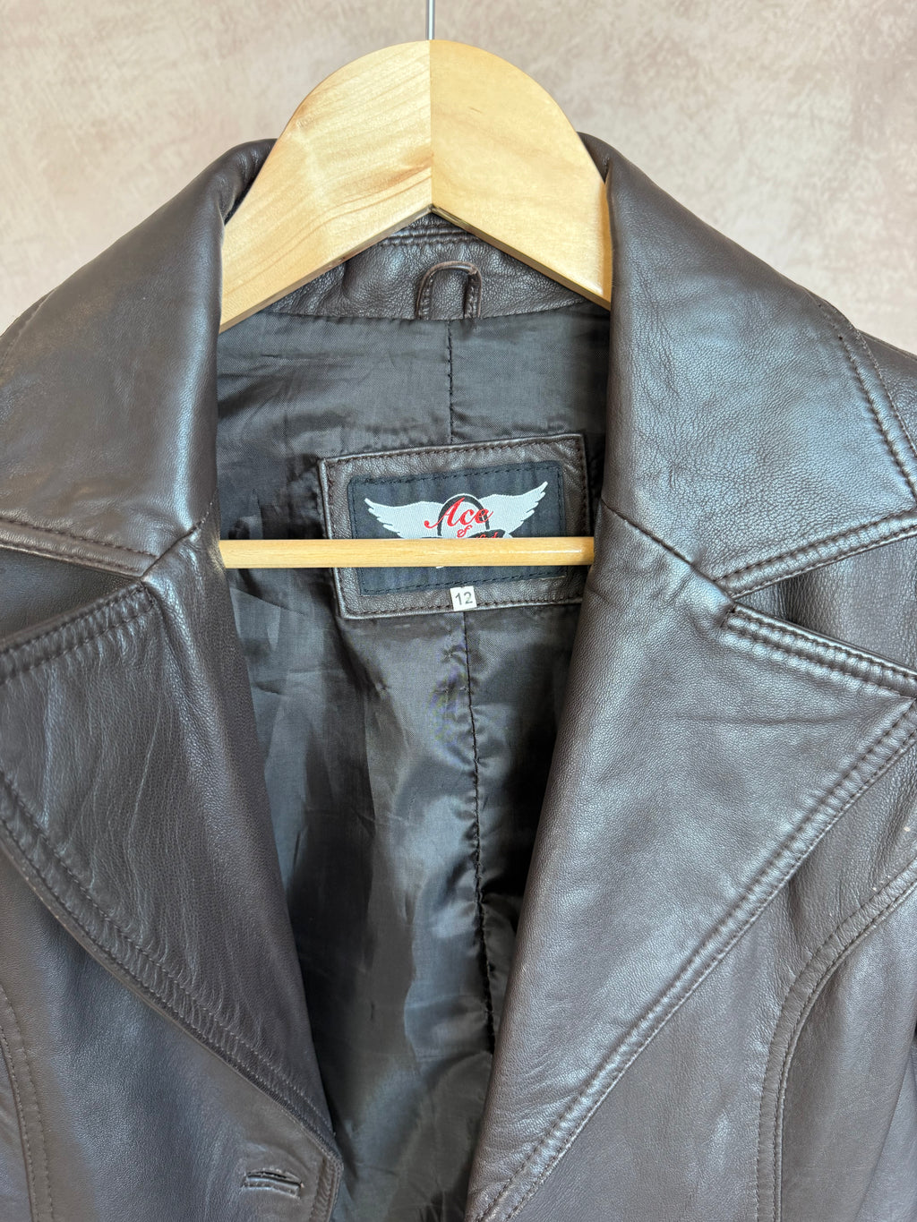 Vintage Y2K dark brown leather blazer jacket (L)