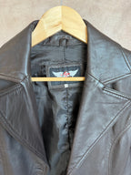 Vintage Y2K dark brown leather blazer jacket (L)