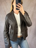 Vintage Y2K dark brown leather blazer jacket (L)