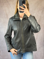 Vintage Y2K black leather biker jacket (XL)