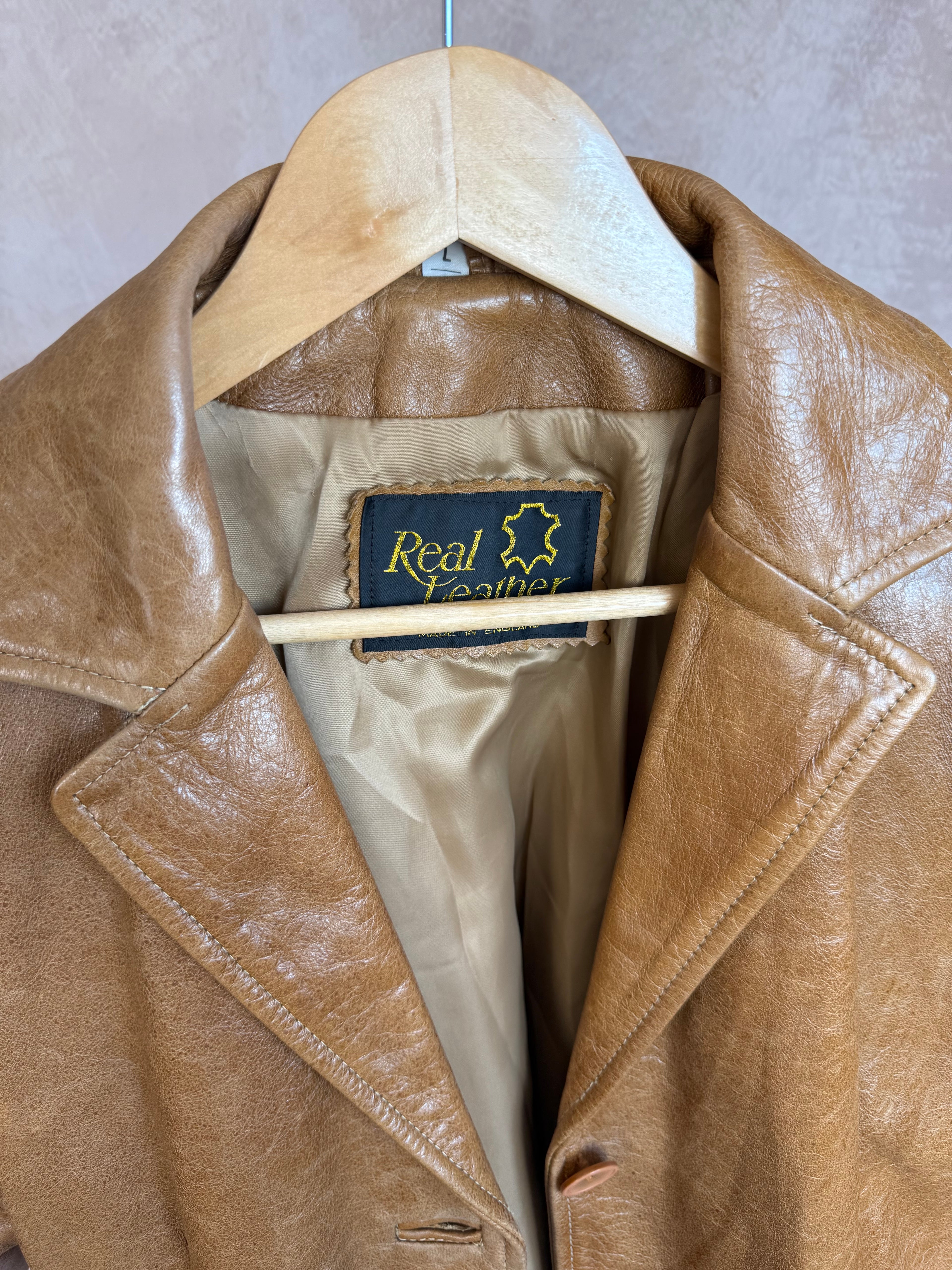 Vintage Y2K brown leather blazer jacket (L)