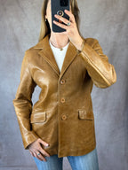 Vintage Y2K brown leather blazer jacket (L)