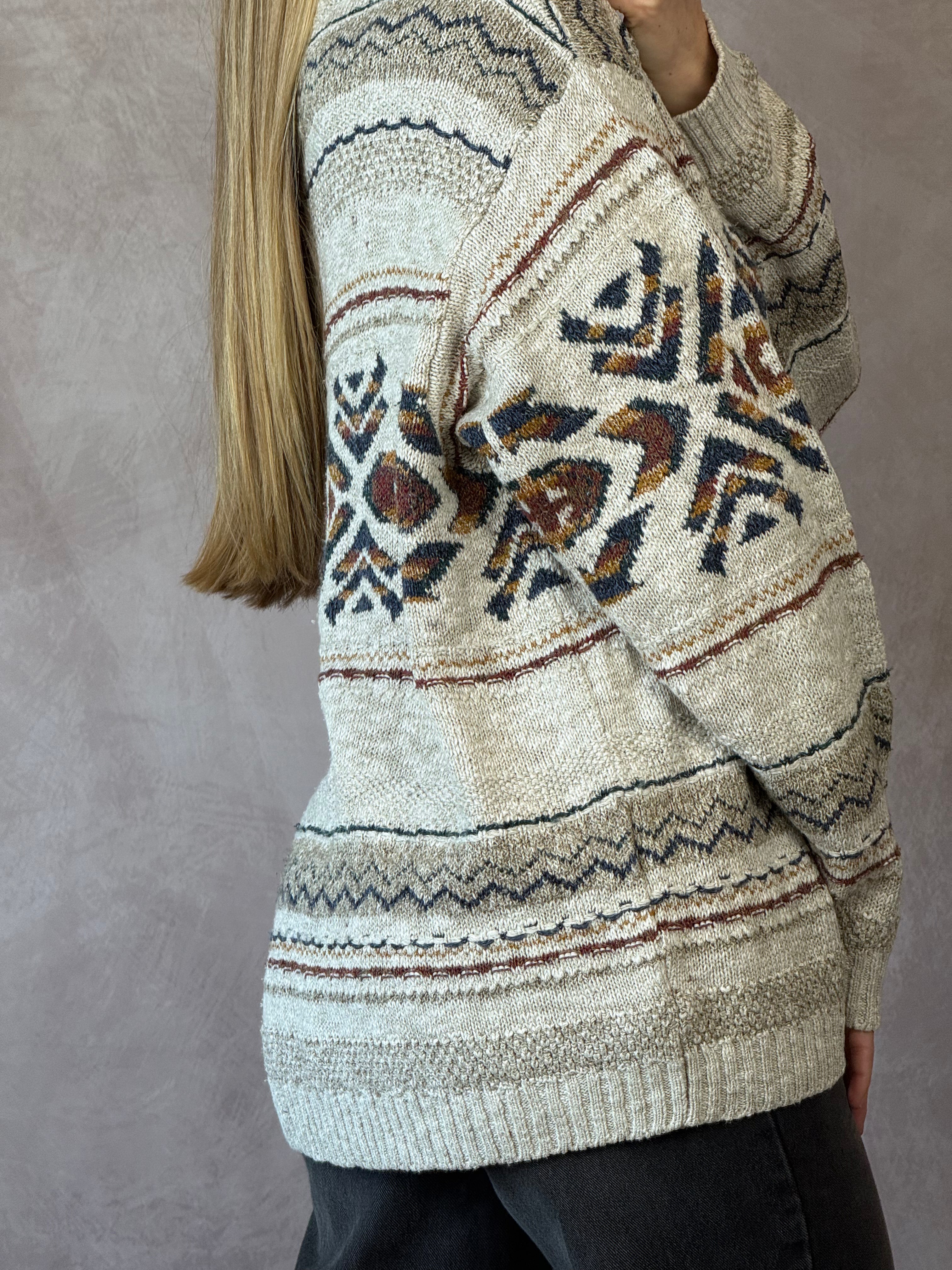 Vintage geometric knitted jumper (XXL)