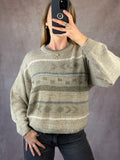 Vintage nordic geometric knitted jumper (M)